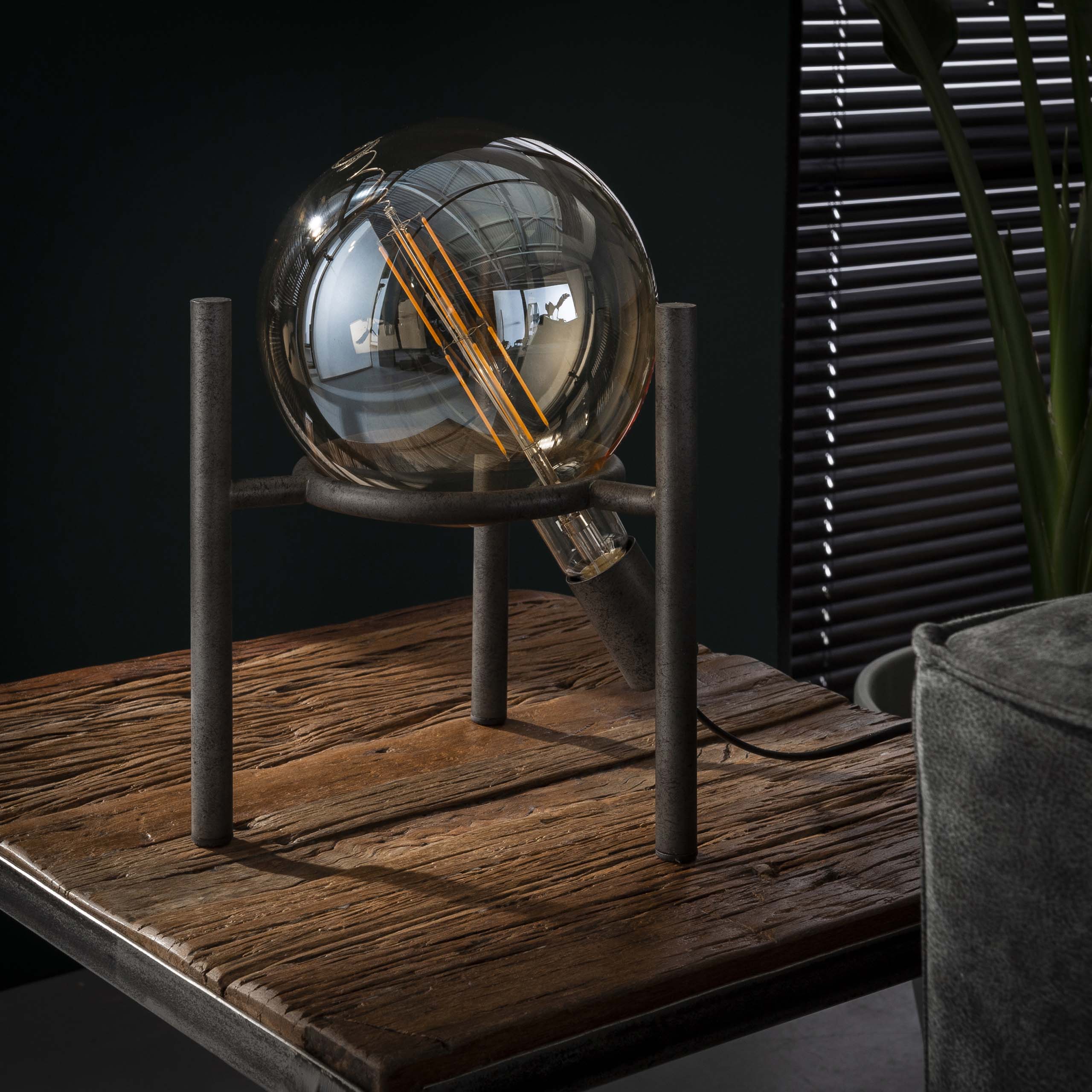 Tafellamp Saturn O20Cm Lichtbron 1 Lichts Oud Zilver