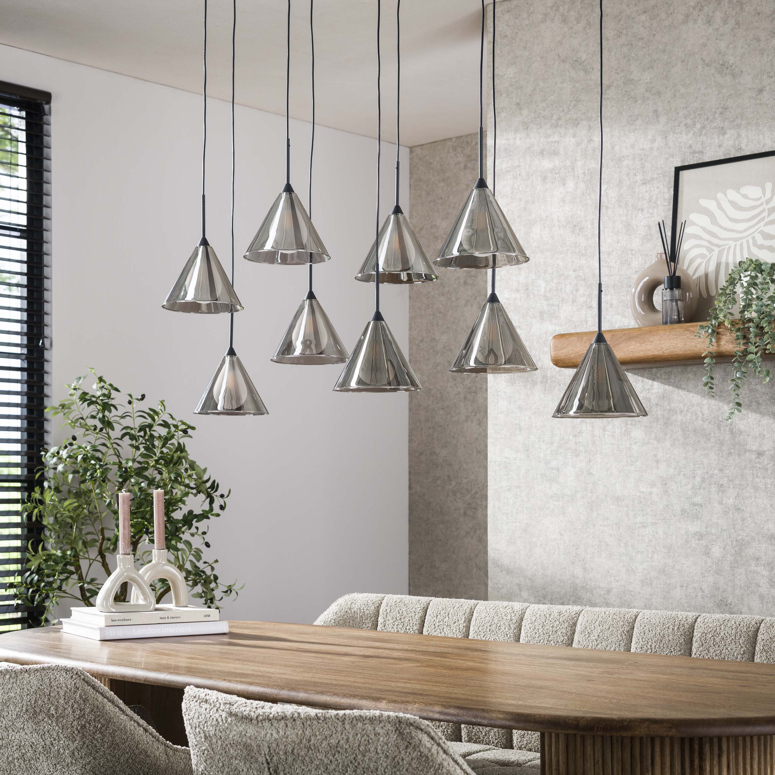 Hanglamp Conic 5 4 Lichts Smoke Grey Glas