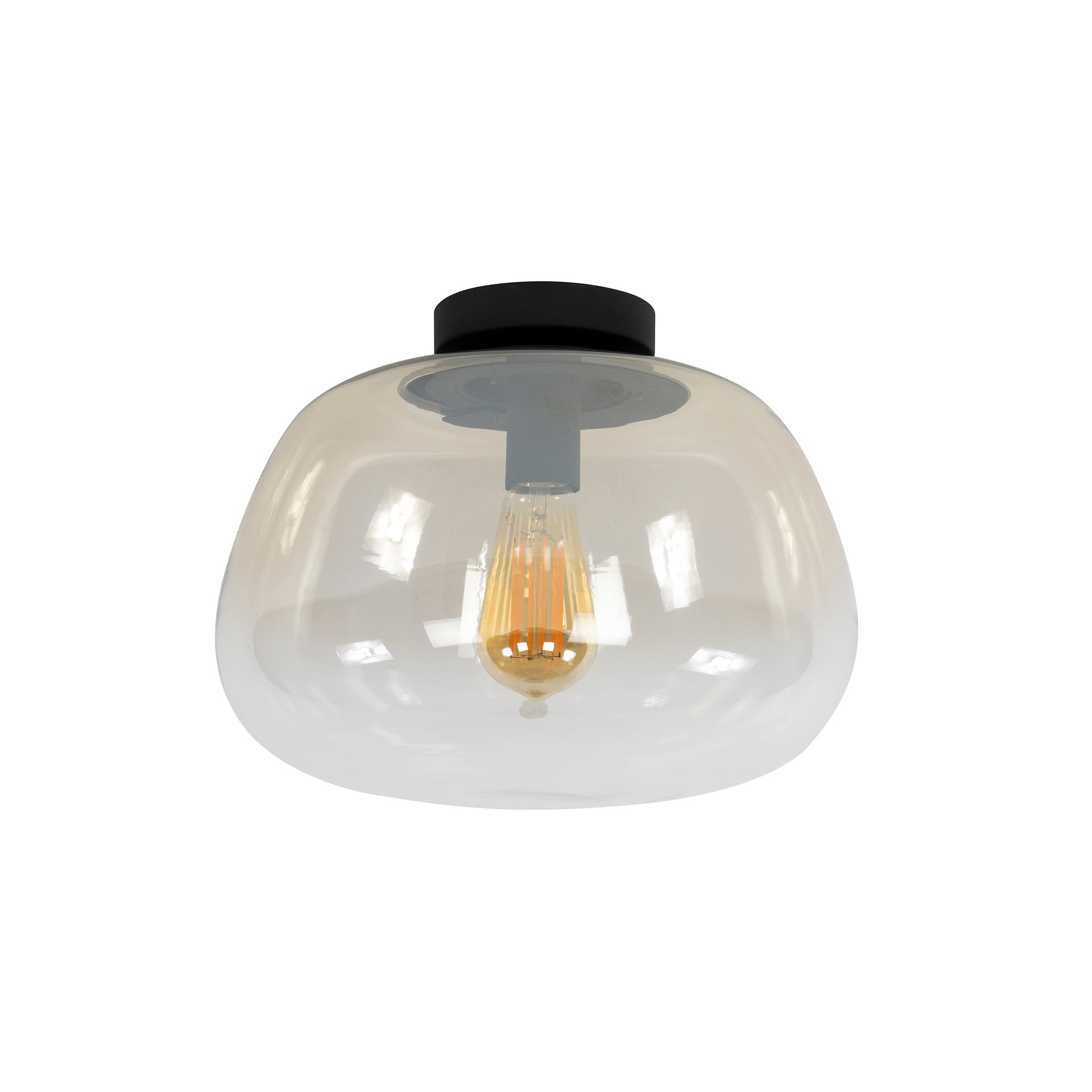 Plafondlamp Pulse Shaded 1 Lichts Amber Glas