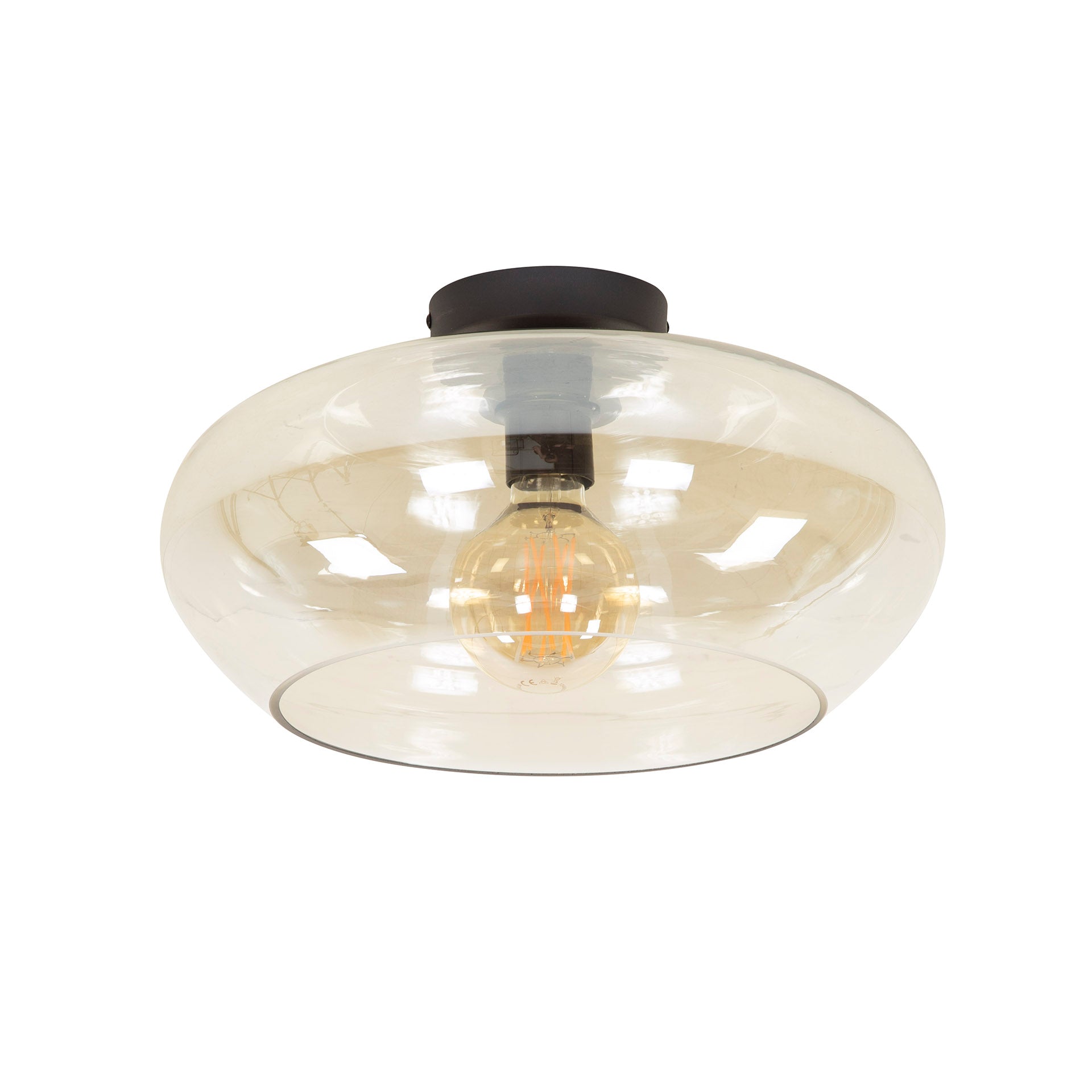 Plafondlamp Elevate 1 Lichts Amber Glas