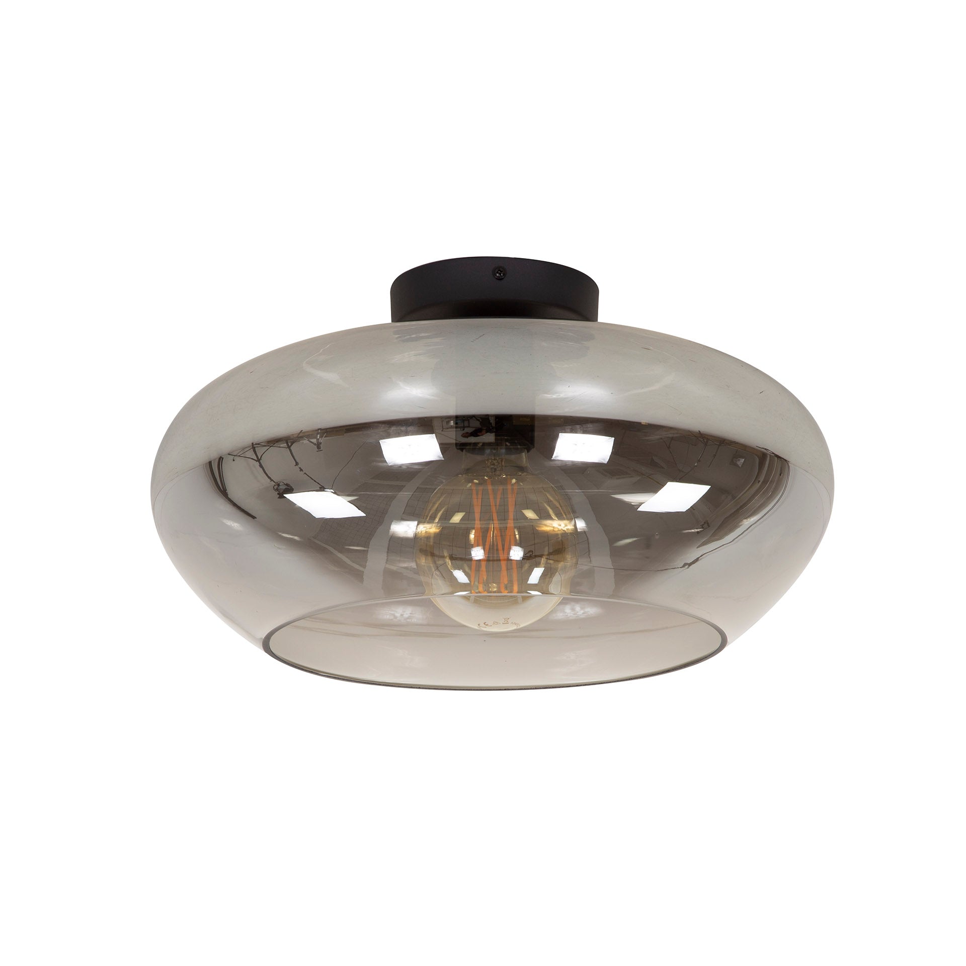 Plafondlamp Elevate 1 Lichts Smoke Grey Glas
