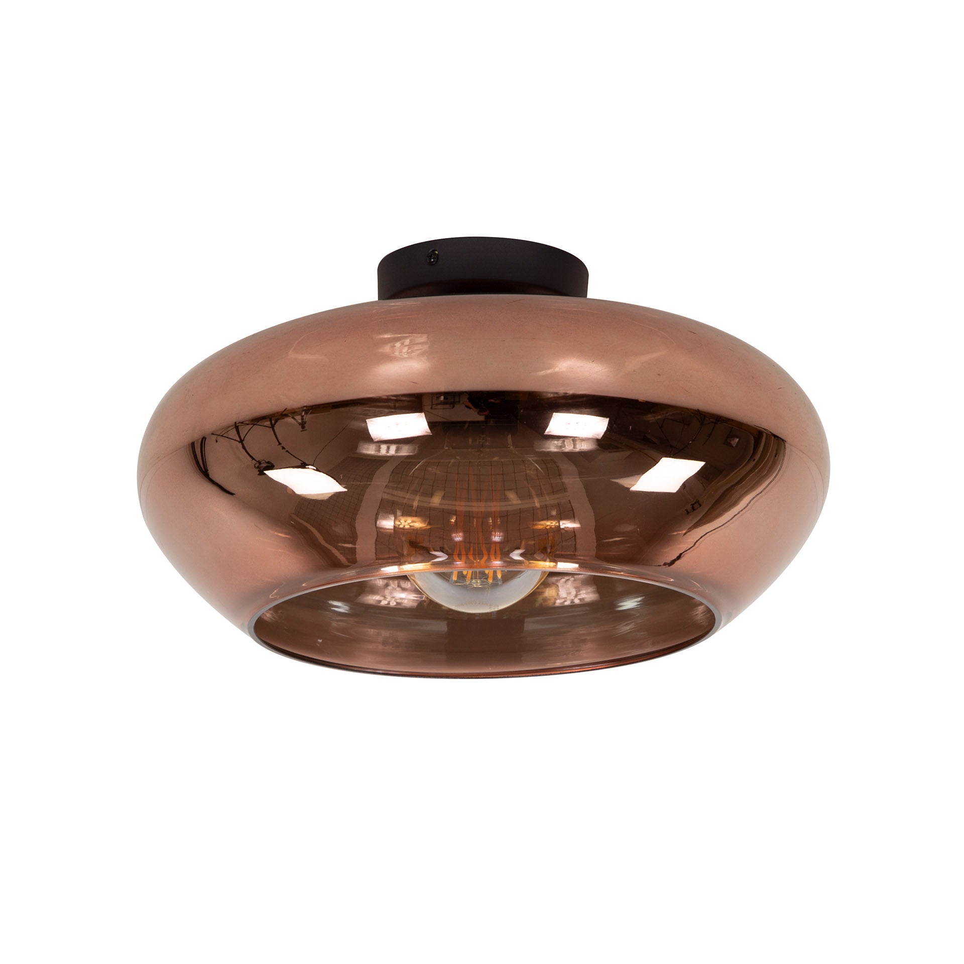 Plafondlamp Elevate 1 Lichts Koper Glas