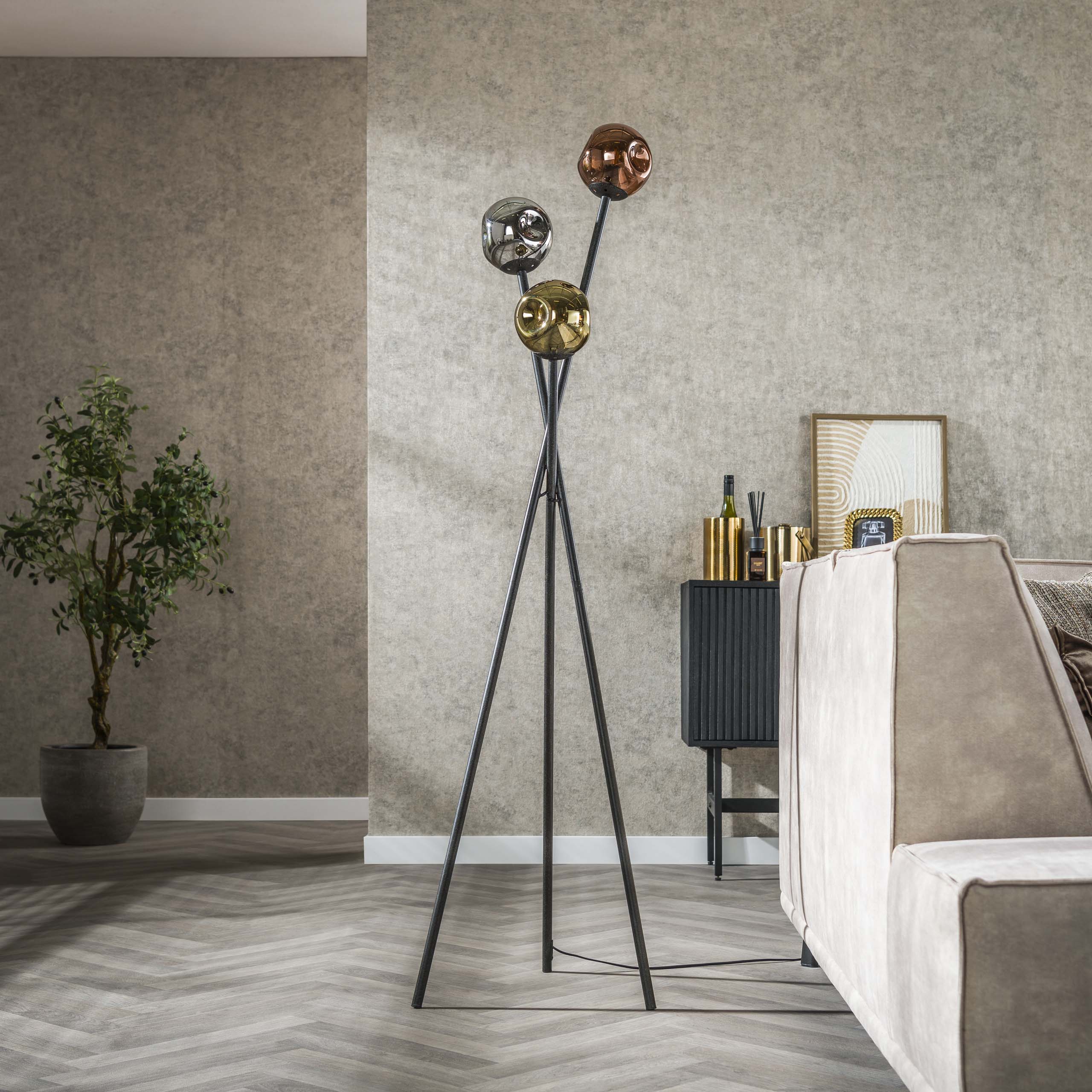Vloerlamp Molecule 3 Lichts Artic Zwart