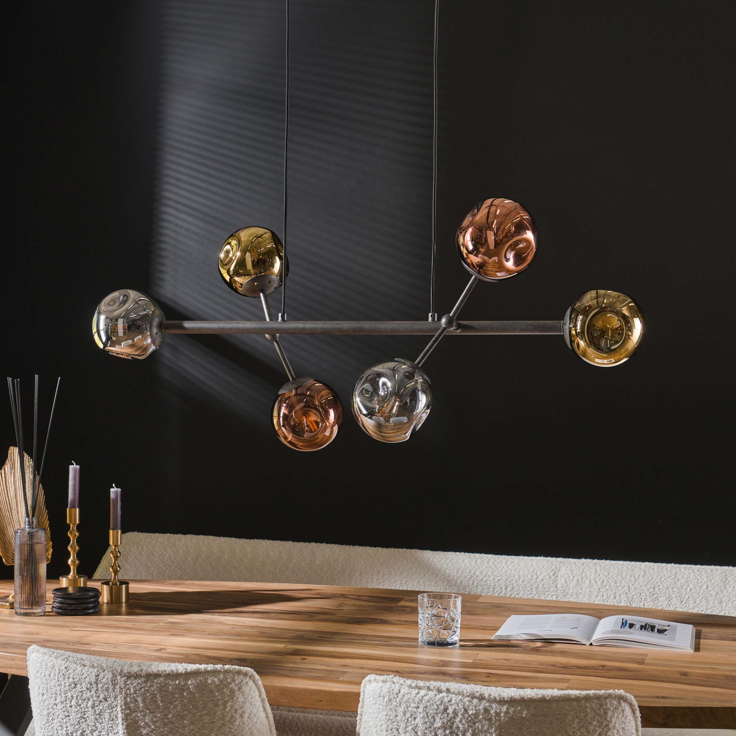 Hanglamp Molecule 6-lichts / Artic zwart