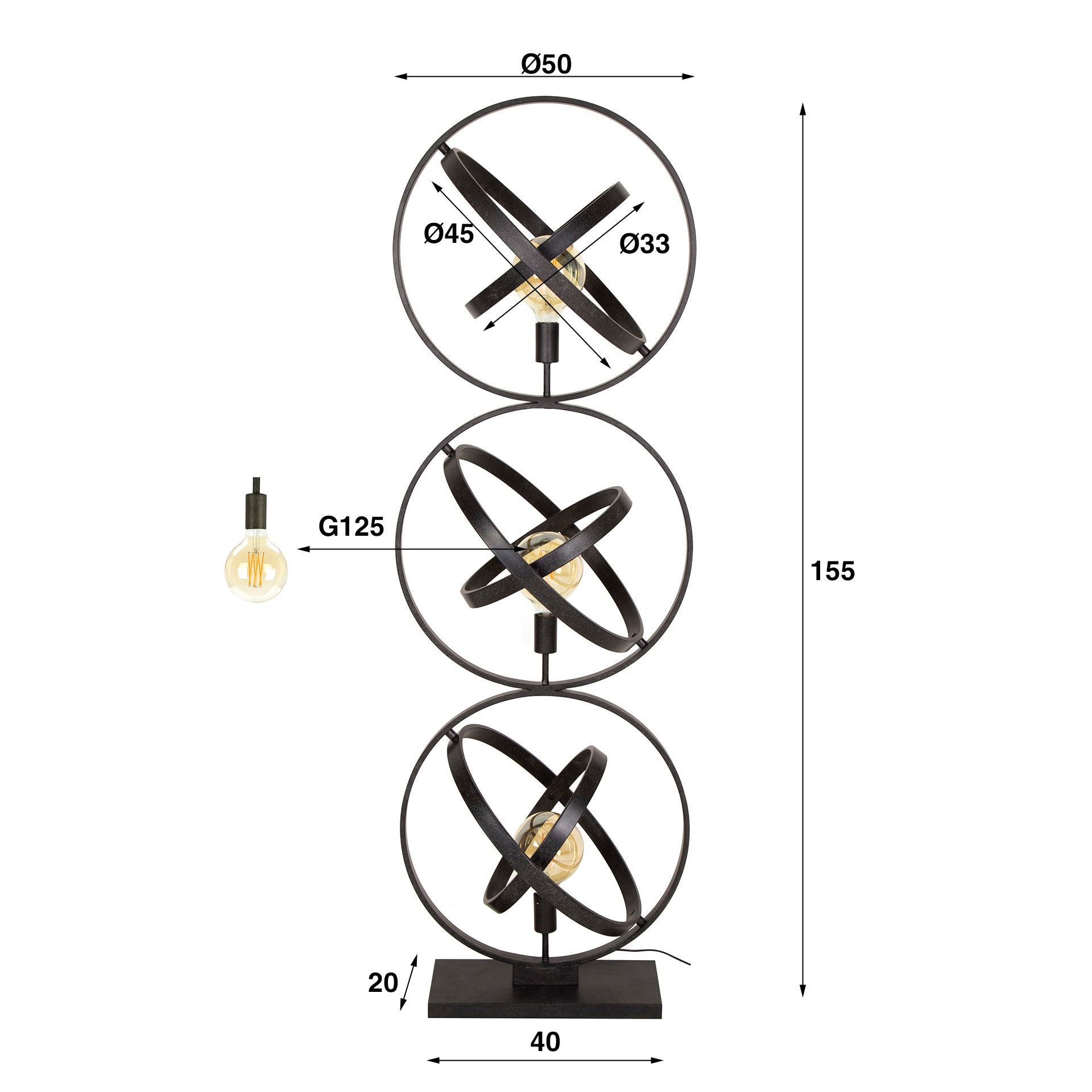Vloerlamp Galaxy 3 Lichts Artic Zwart