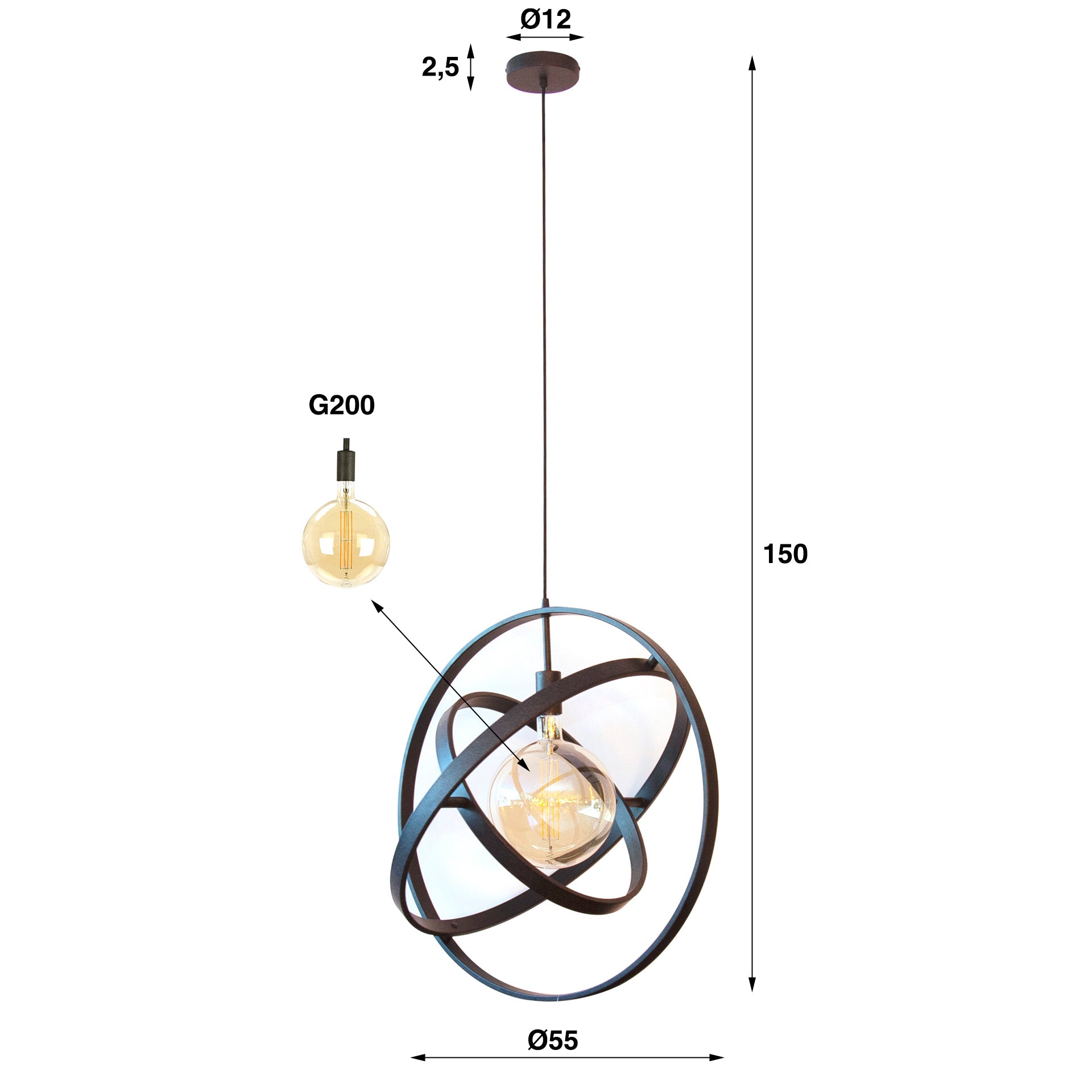 Hanglamp Galaxy 1 Lichts Artic Zwart