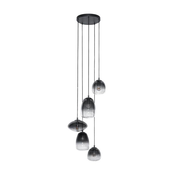 Hanglamp 5L getrapt mix glass shaded