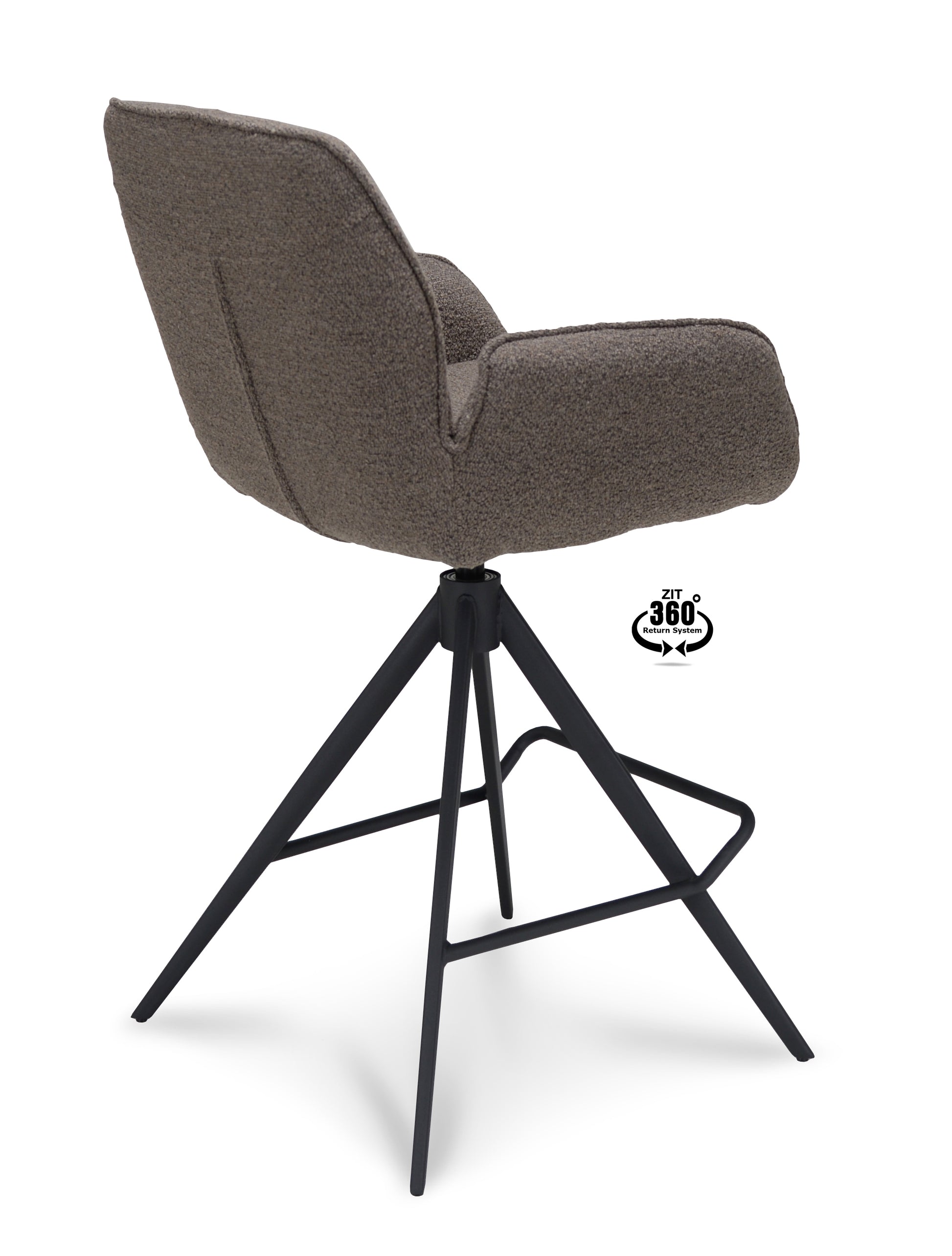 Barkruk met armleuning Bliss - ZH 65 Stof Alpine Bruin Leg Black 360° Return-system