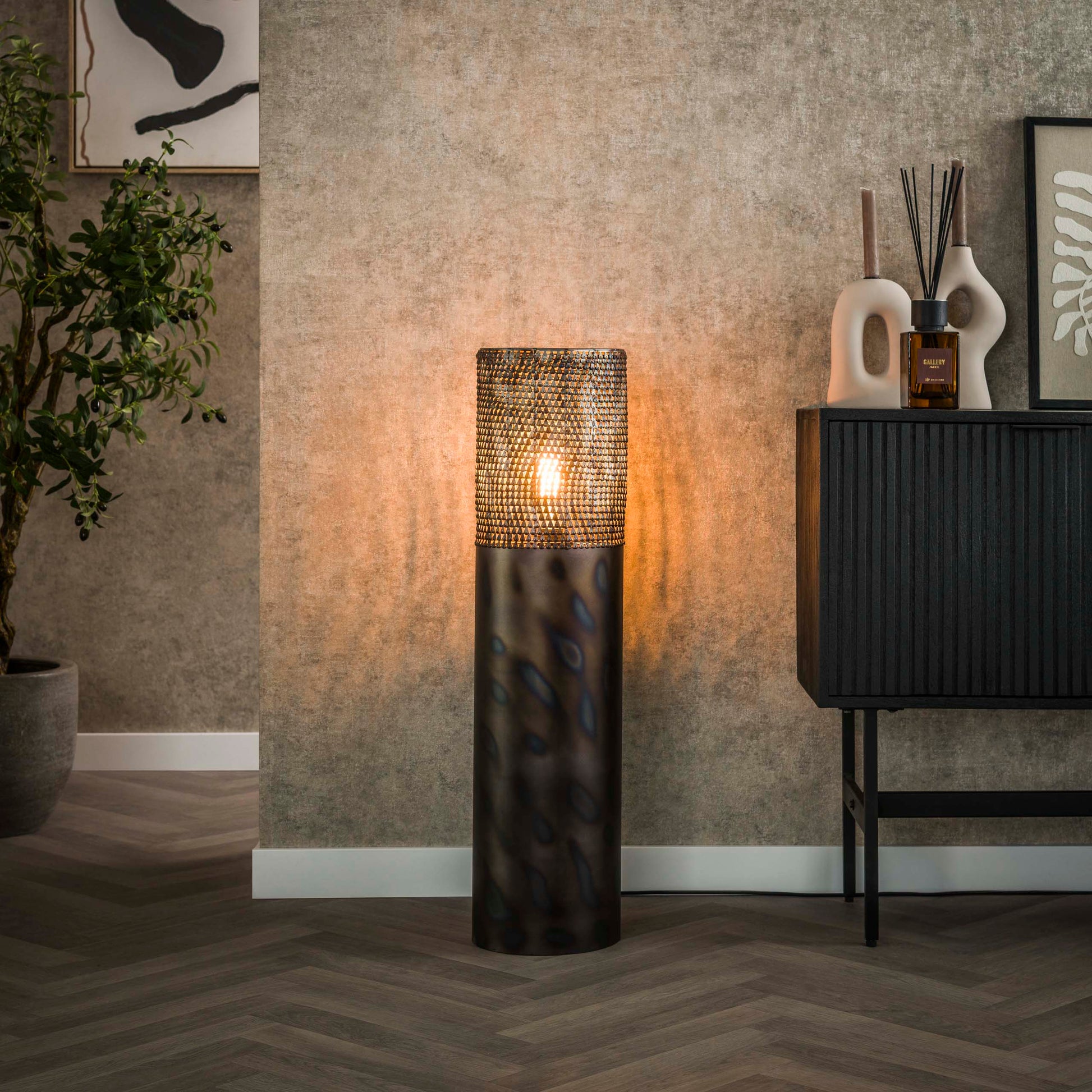 Vloerlamp Cylinder 1-lichts 90cm / Zwart bruin