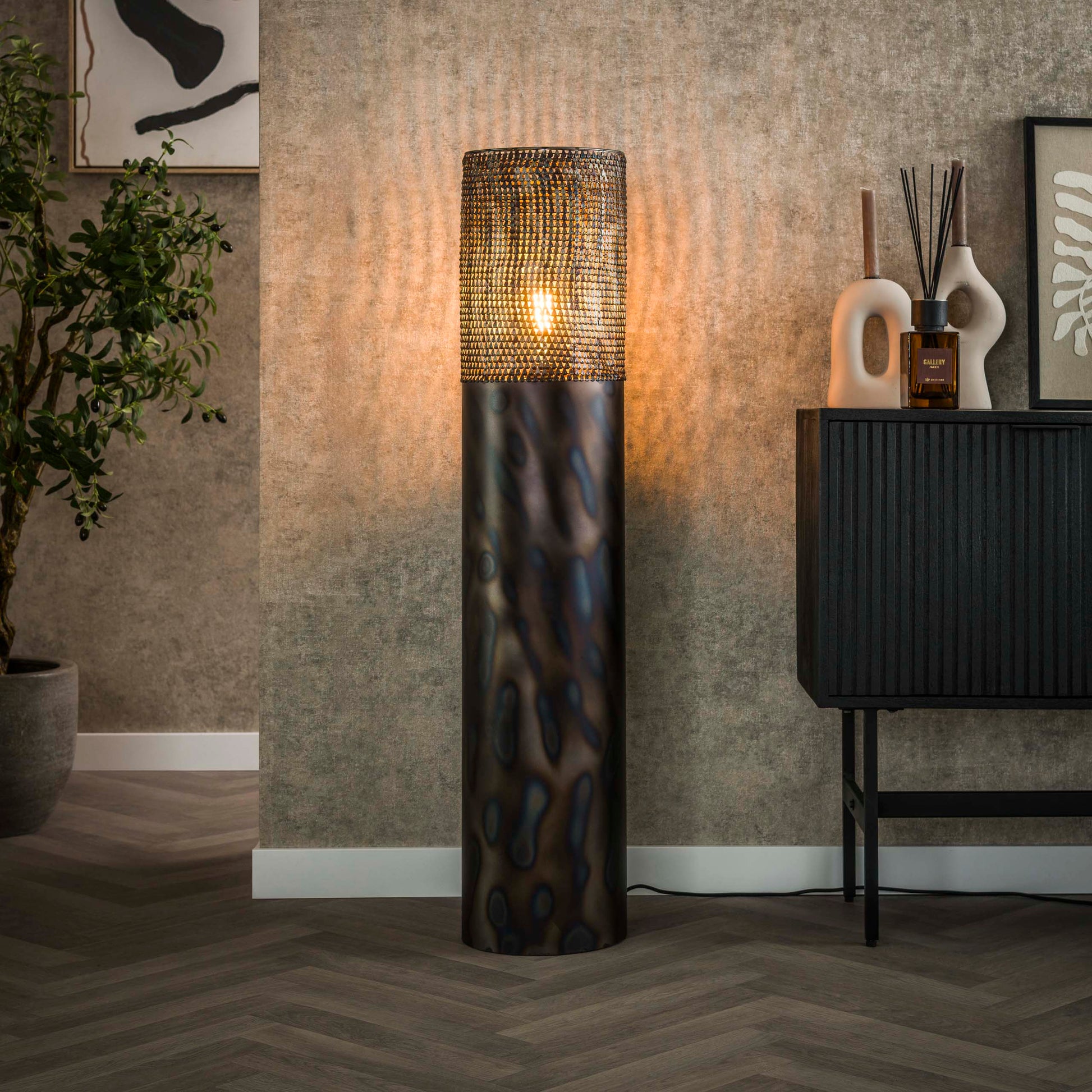 Vloerlamp Cylinder 1-lichts 120cm / Zwart bruin