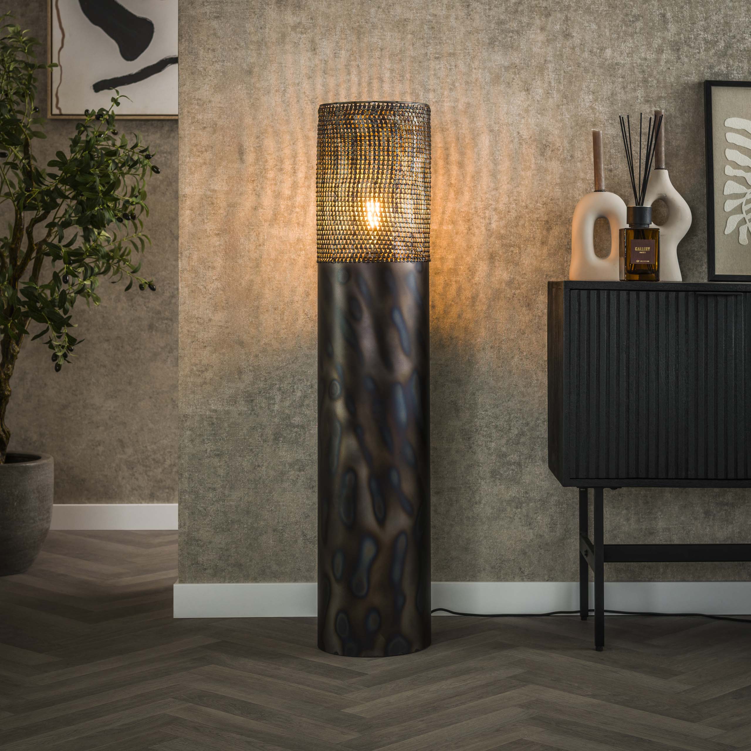 Vloerlamp Cylinder 1-lichts 120cm / Zwart bruin