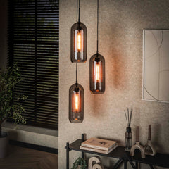 Hanglamp Smoke Mesh Getrapt 3 Lichts Artic Zwart