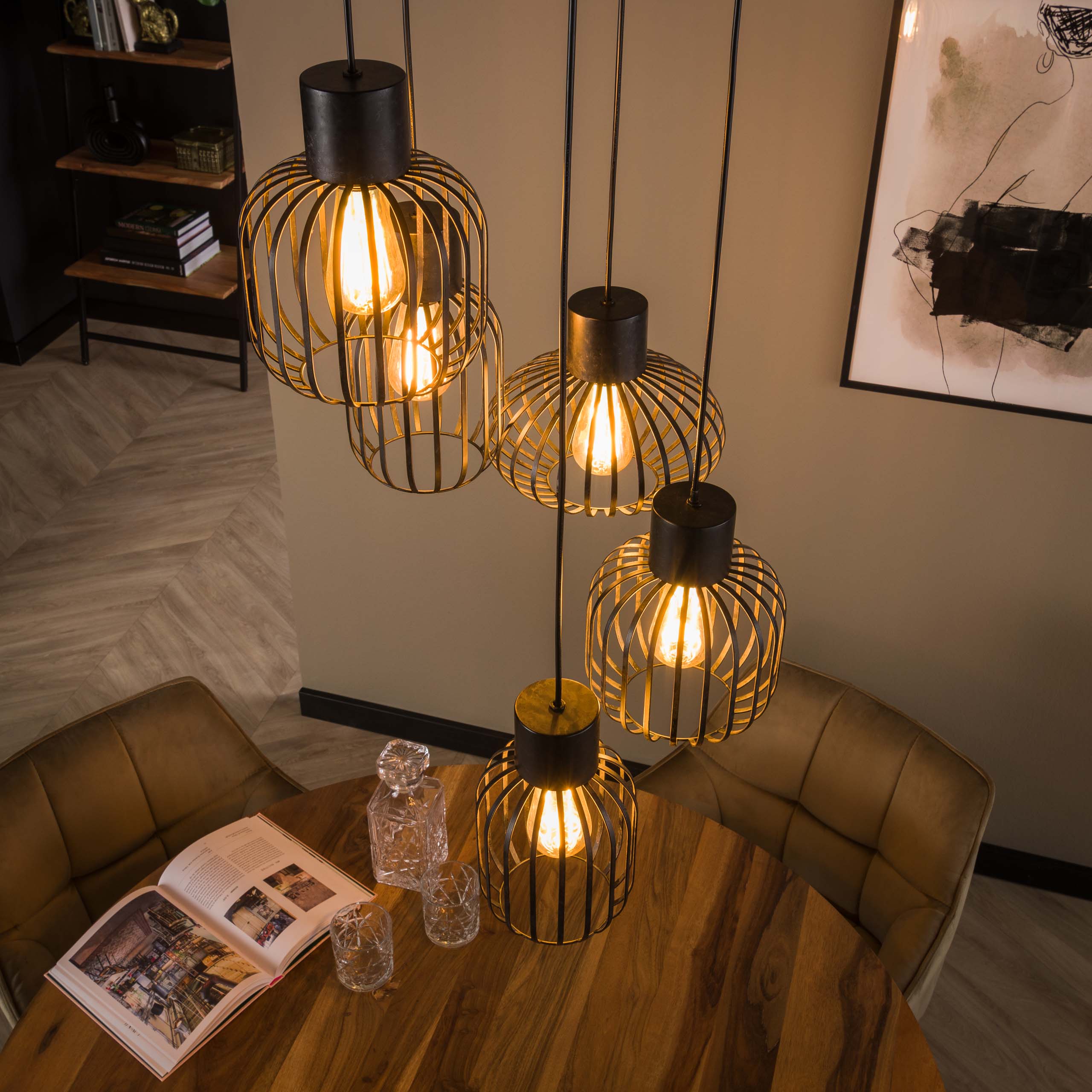 Hanglamp Mix Metal getrapt 5-lichts / Charcoal