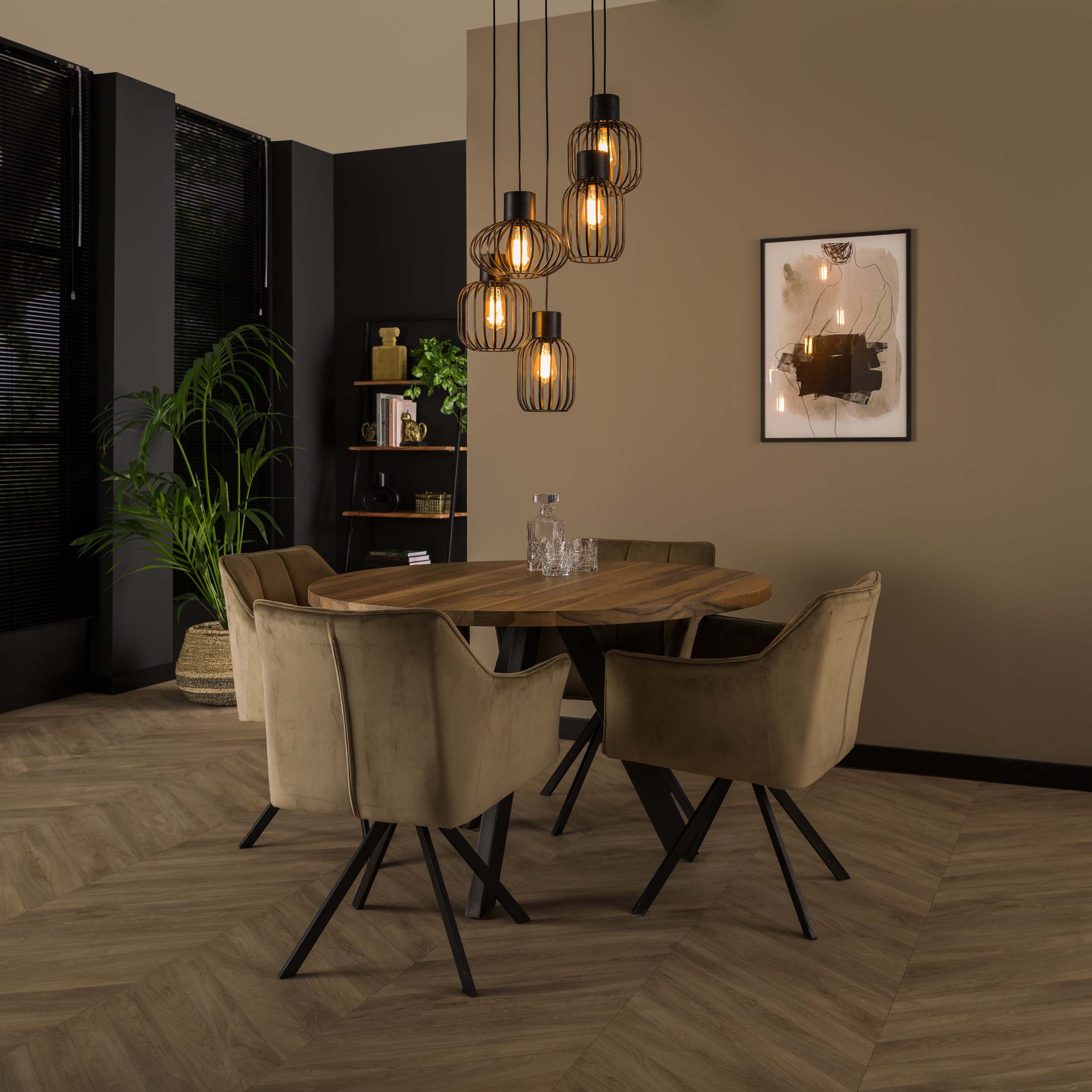 Hanglamp Mix Metal Getrapt 5 Lichts Charcoal