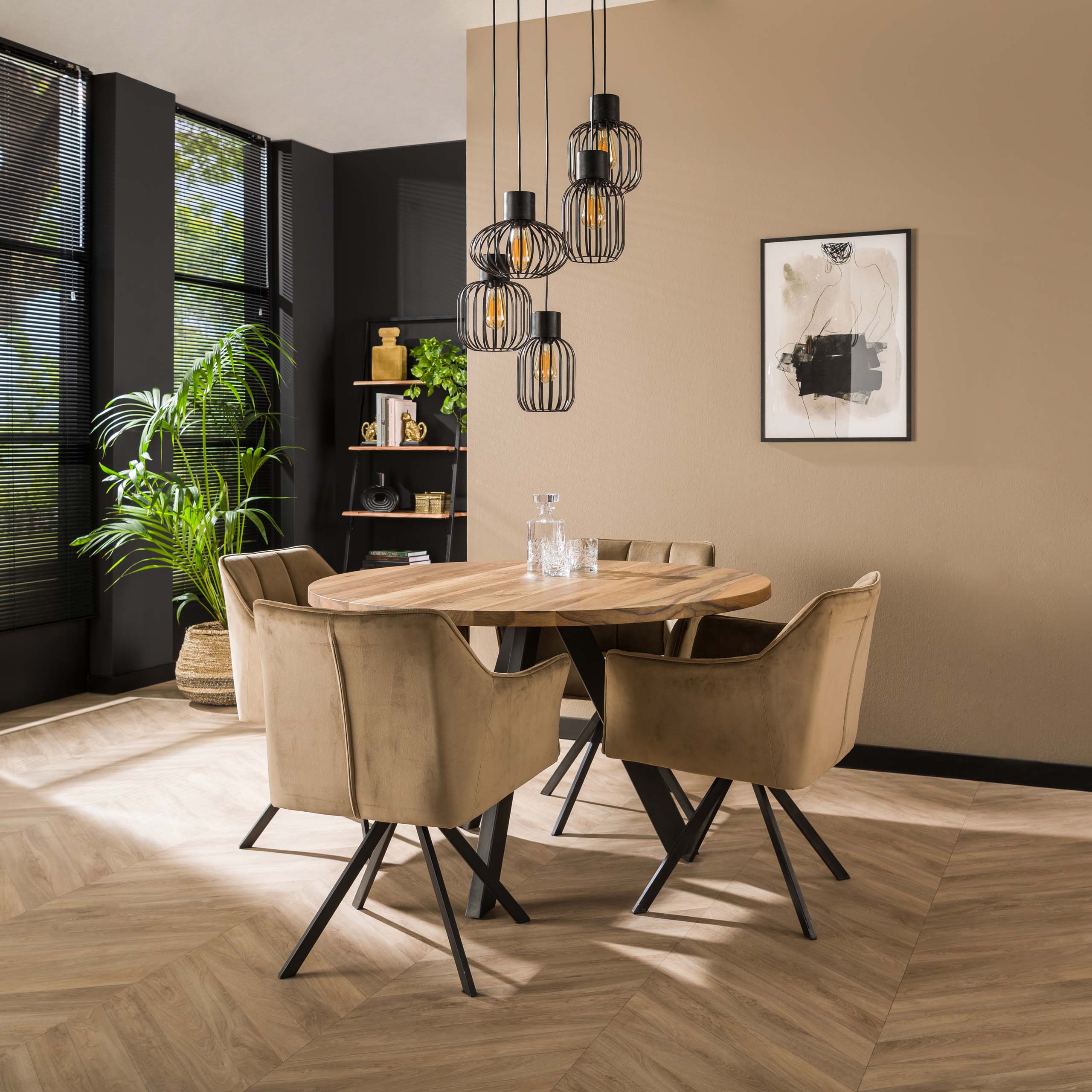 Hanglamp Mix Metal Getrapt 5 Lichts Charcoal
