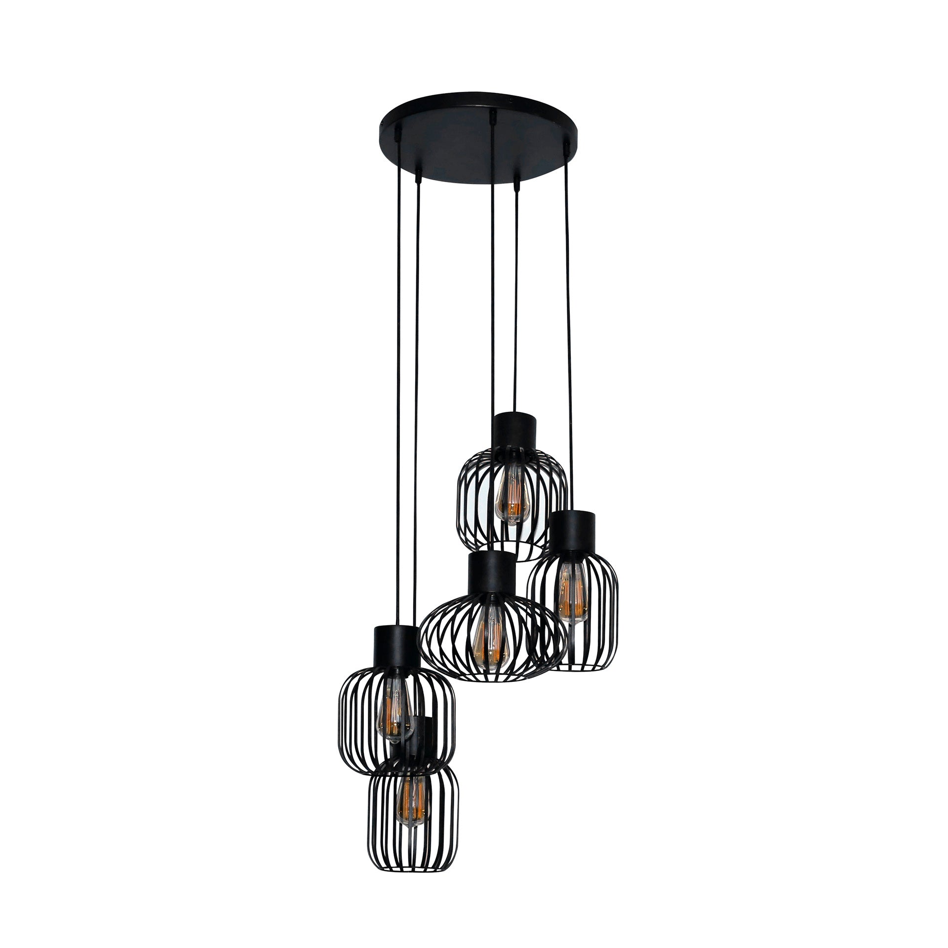 Hanglamp Mix Metal Getrapt 5 Lichts Charcoal