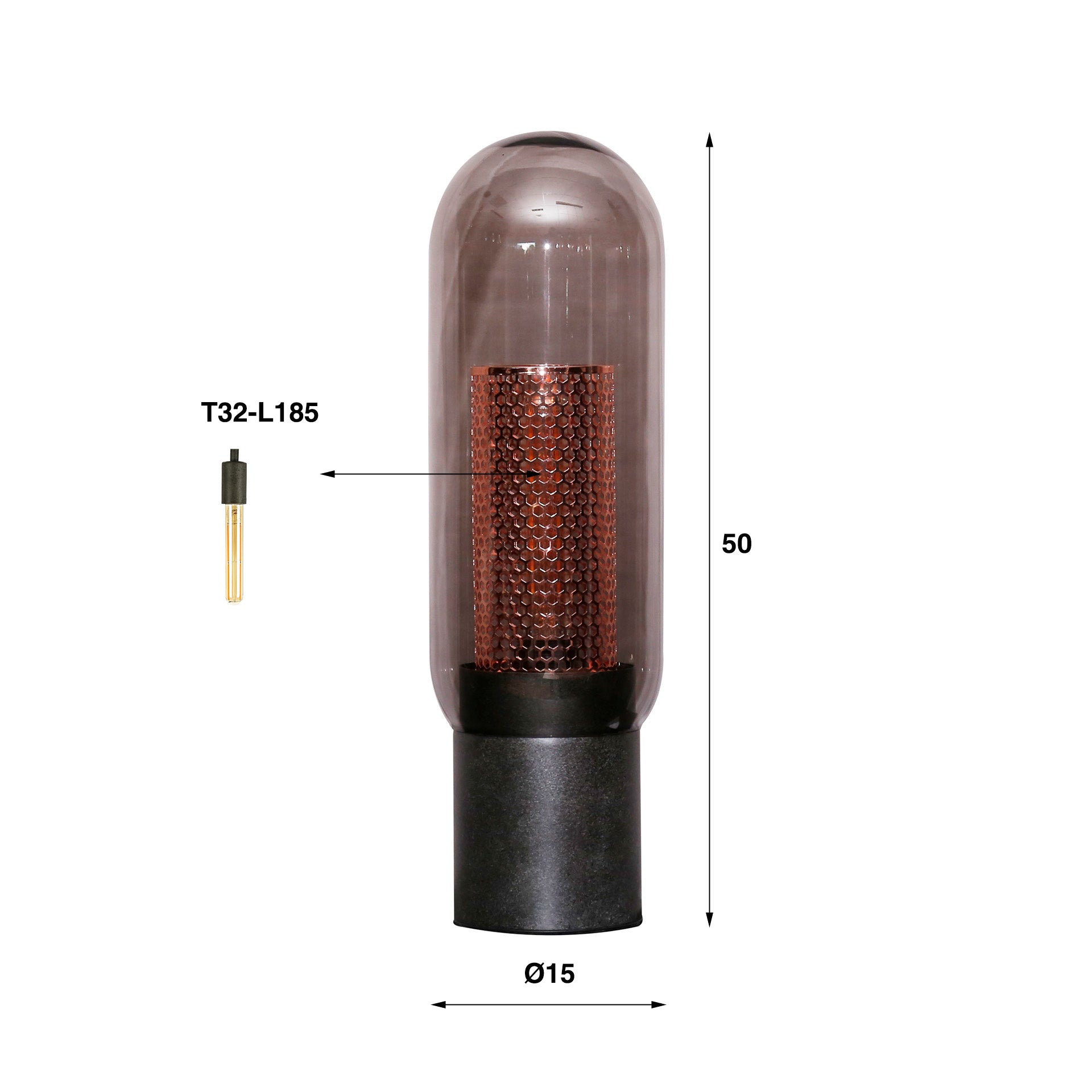 Tafellamp Smoke Mesh 1 Lichts Artic Zwart