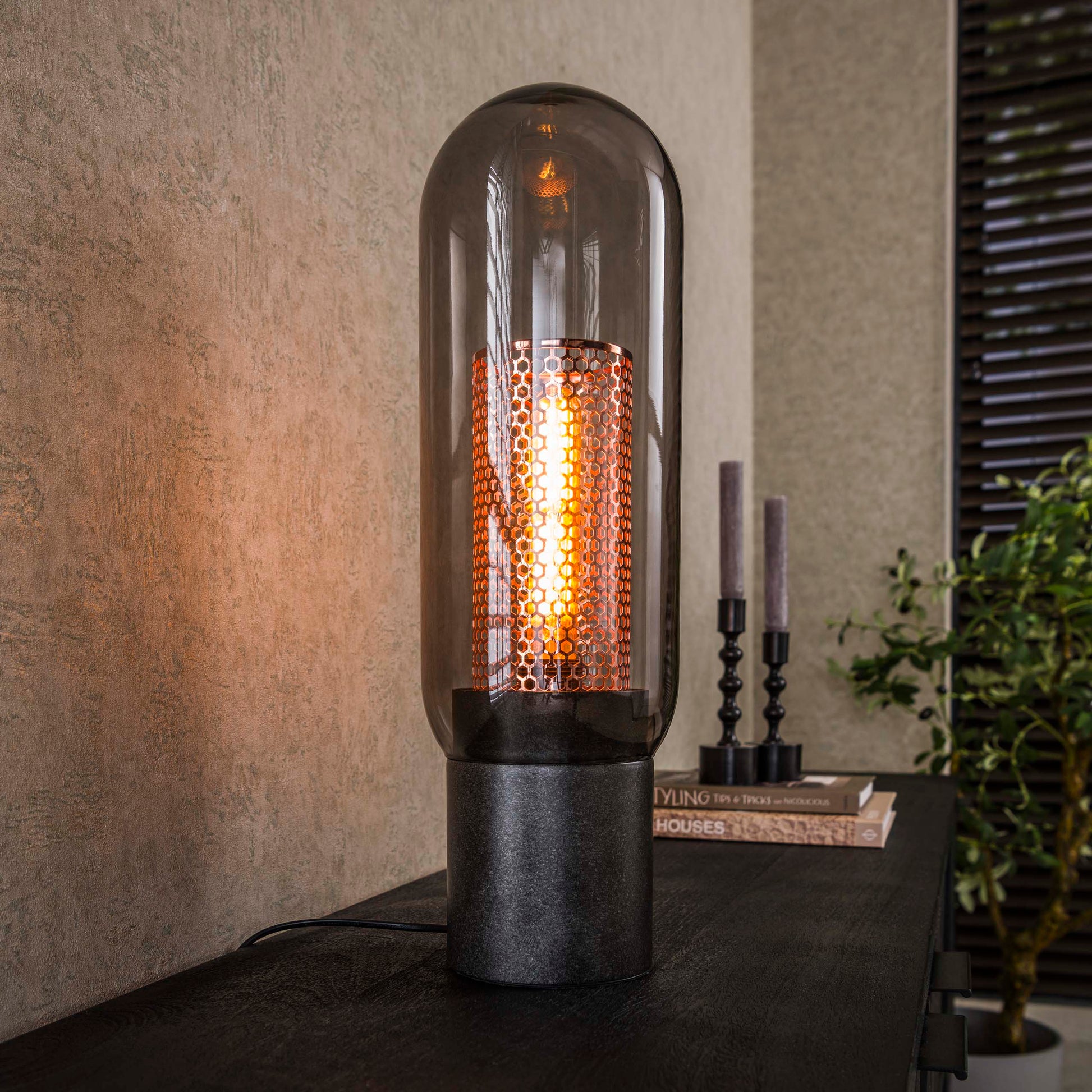 Tafellamp Smoke Mesh 1-lichts / Artic zwart