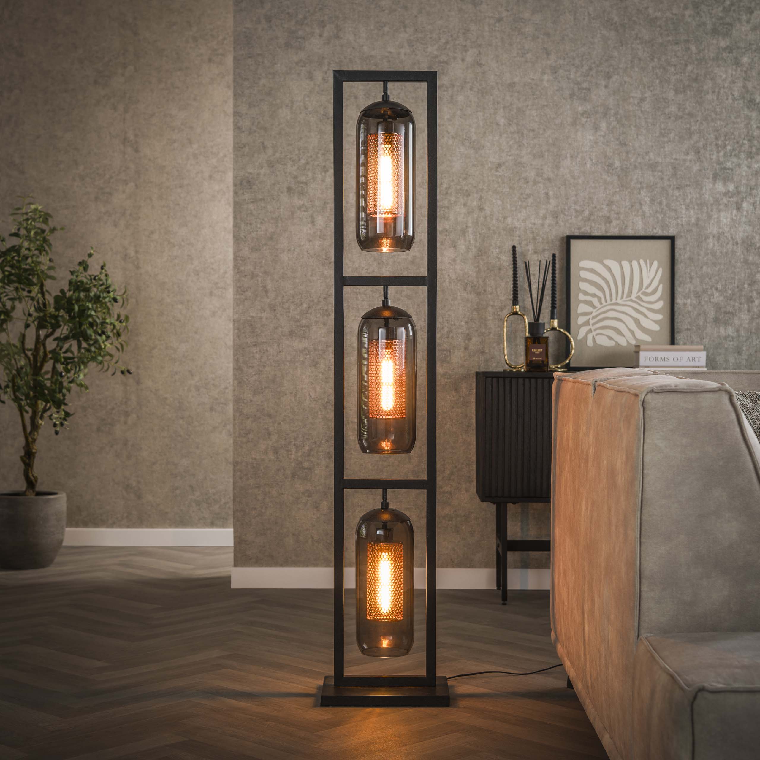 Vloerlamp Smoke Mesh 3-lichts / Artic zwart