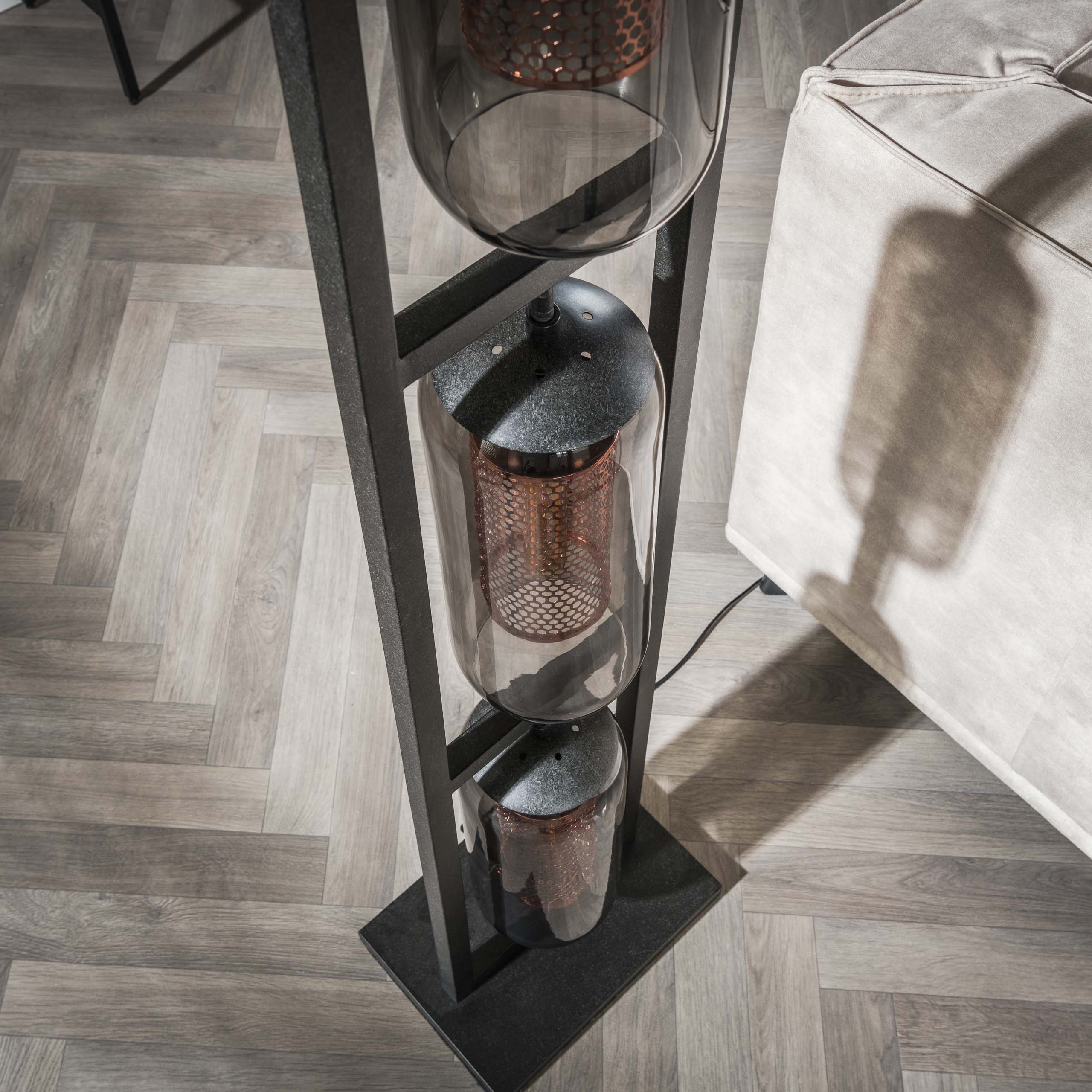 Vloerlamp Smoke Mesh 3 Lichts Artic Zwart