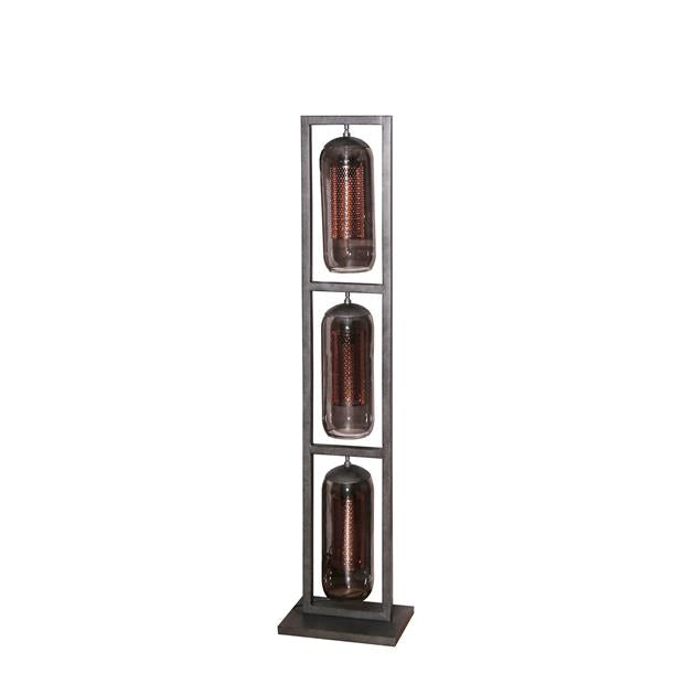 Vloerlamp 3L tower smoke glas-geperforeerd staal