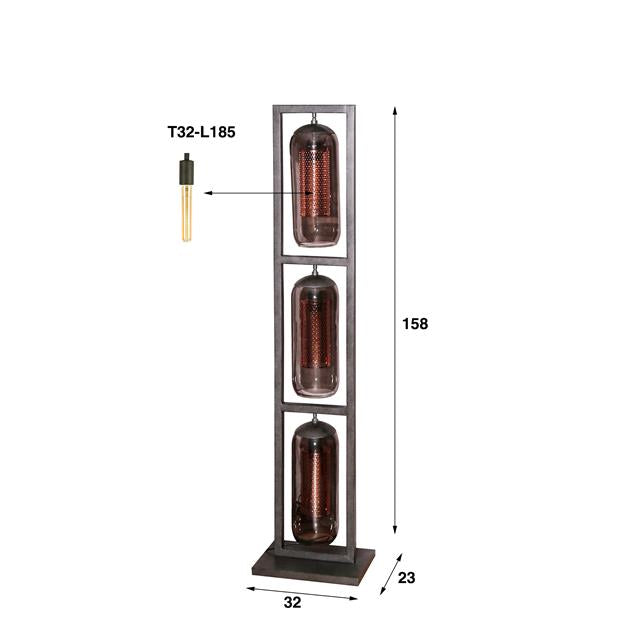 Vloerlamp 3L tower smoke glas-geperforeerd staal