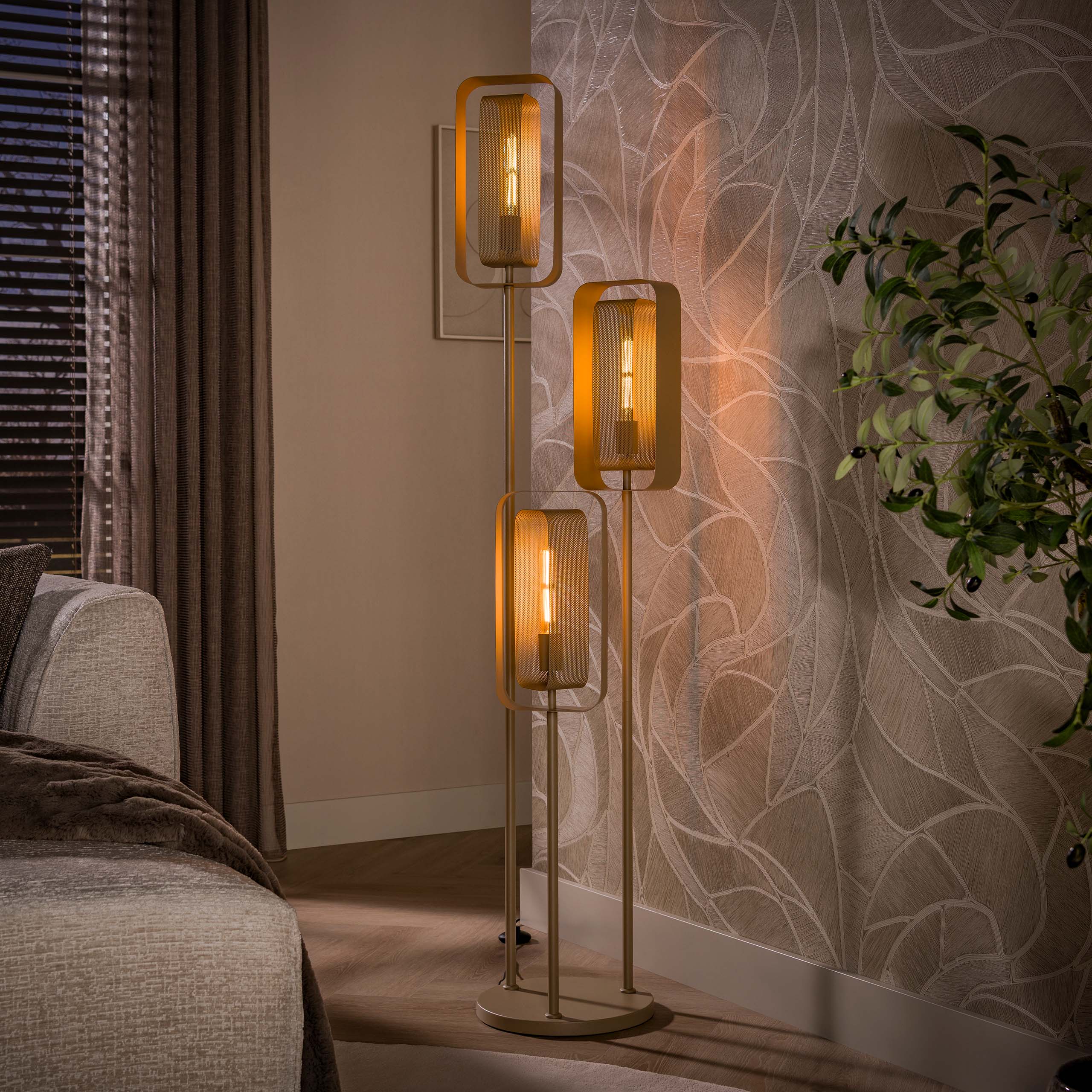 Vloerlamp Mesh Rotate getrapt 3-lichts / Beige