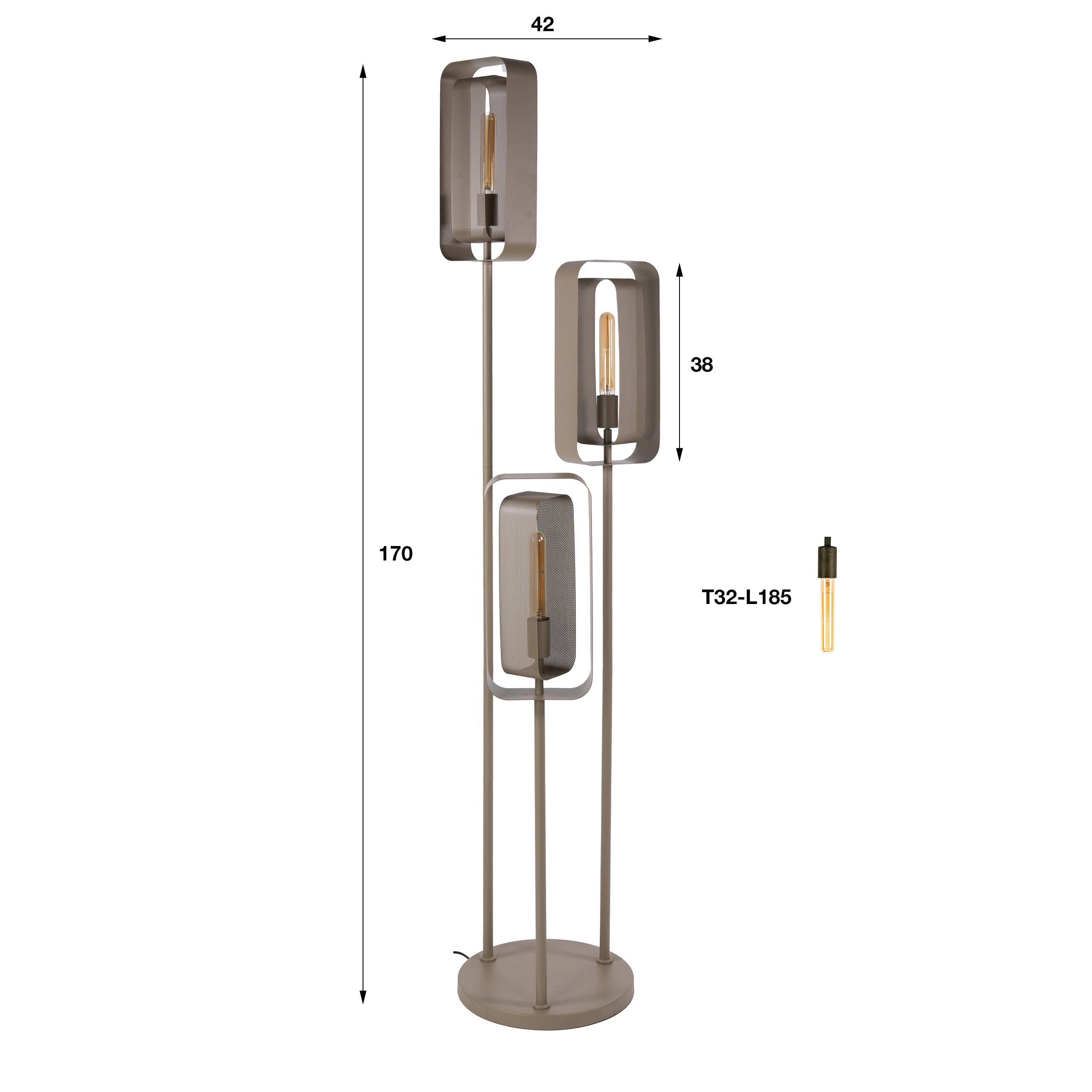 Vloerlamp Mesh Rotate getrapt 3-lichts / Beige