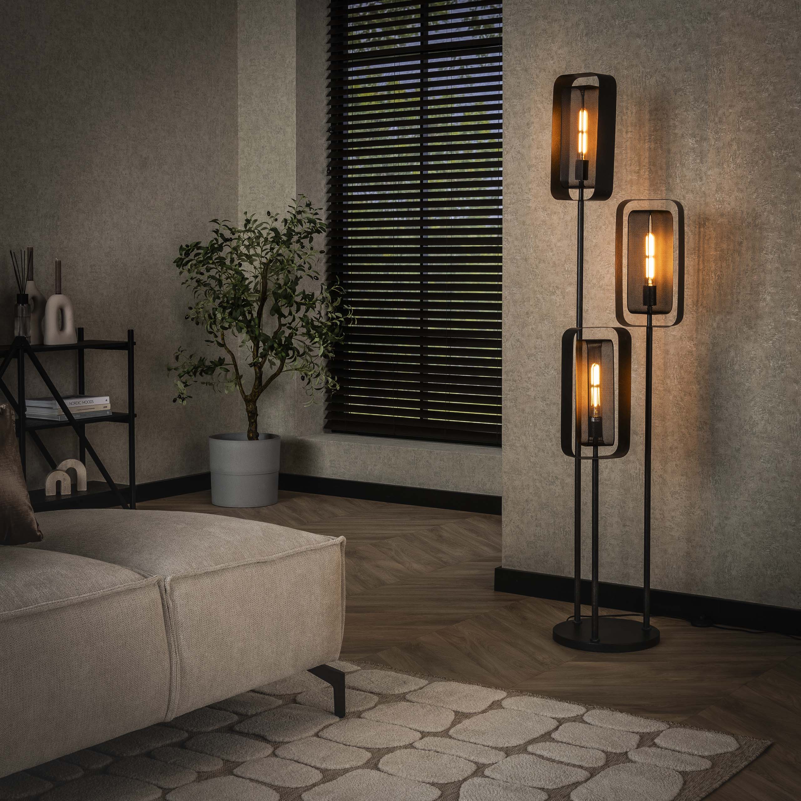 Vloerlamp Mesh Rotate getrapt 3-lichts / Artic zwart