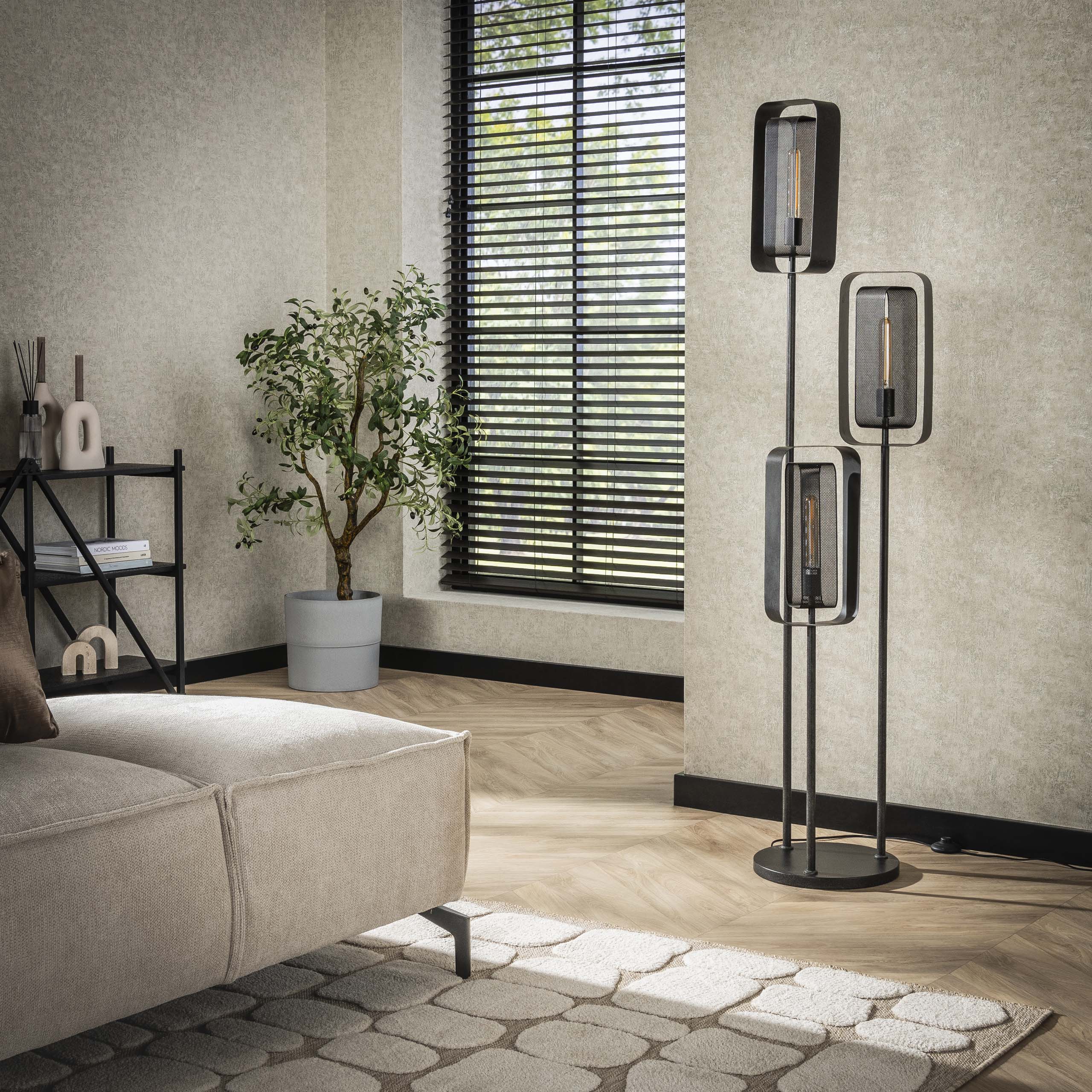 Vloerlamp Mesh Rotate Getrapt 3 Lichts Artic Zwart