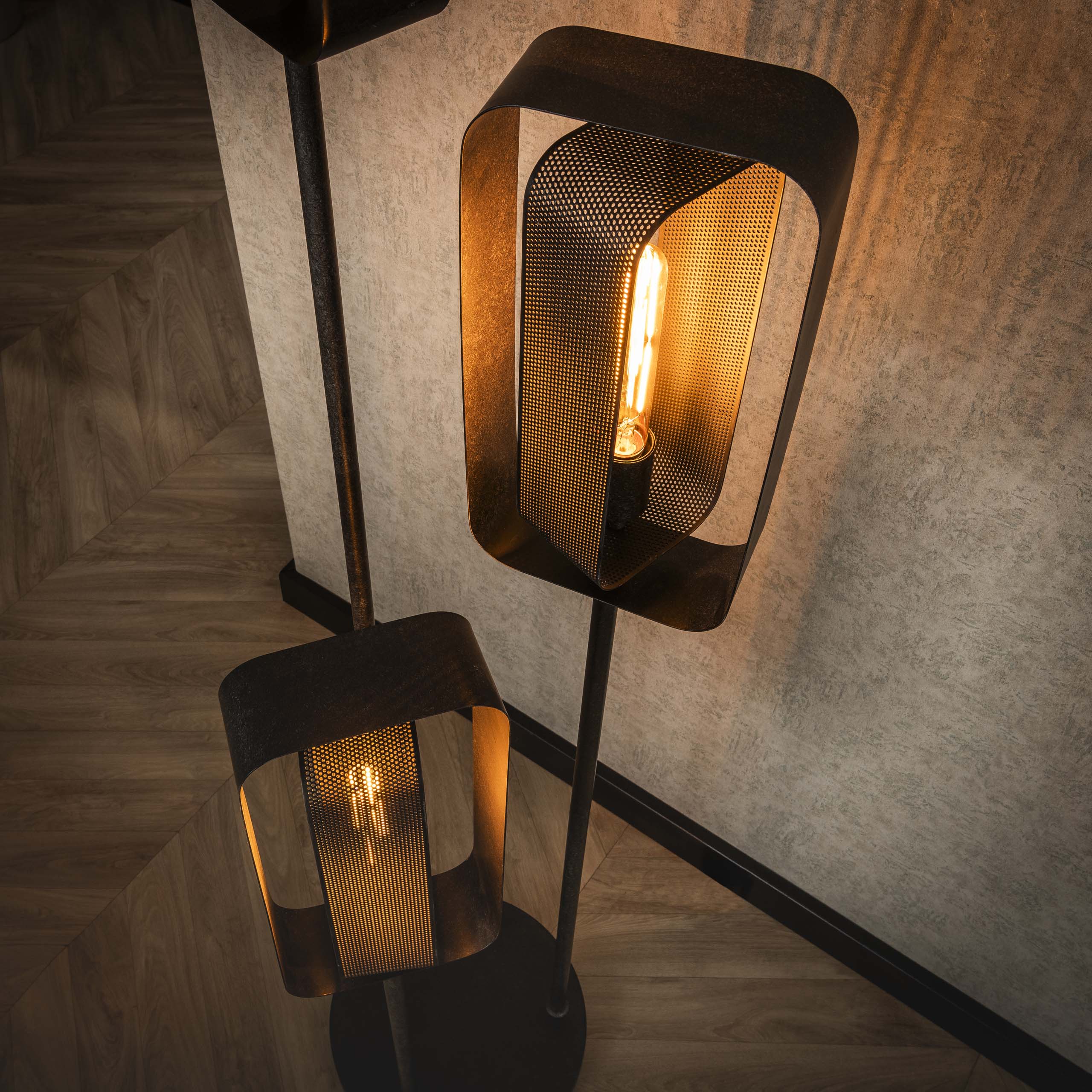 Vloerlamp Mesh Rotate Getrapt 3 Lichts Artic Zwart