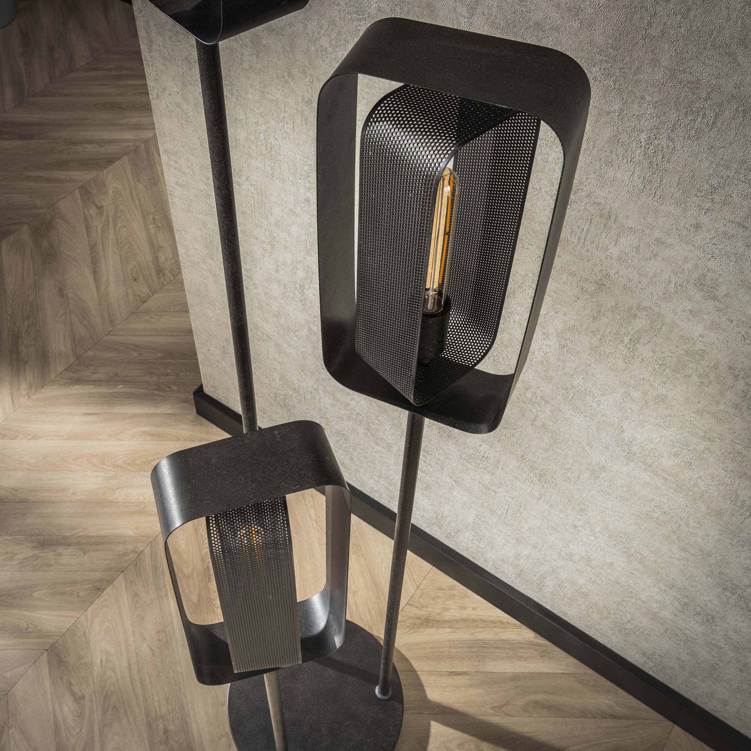 Vloerlamp Mesh Rotate Getrapt 3 Lichts Artic Zwart