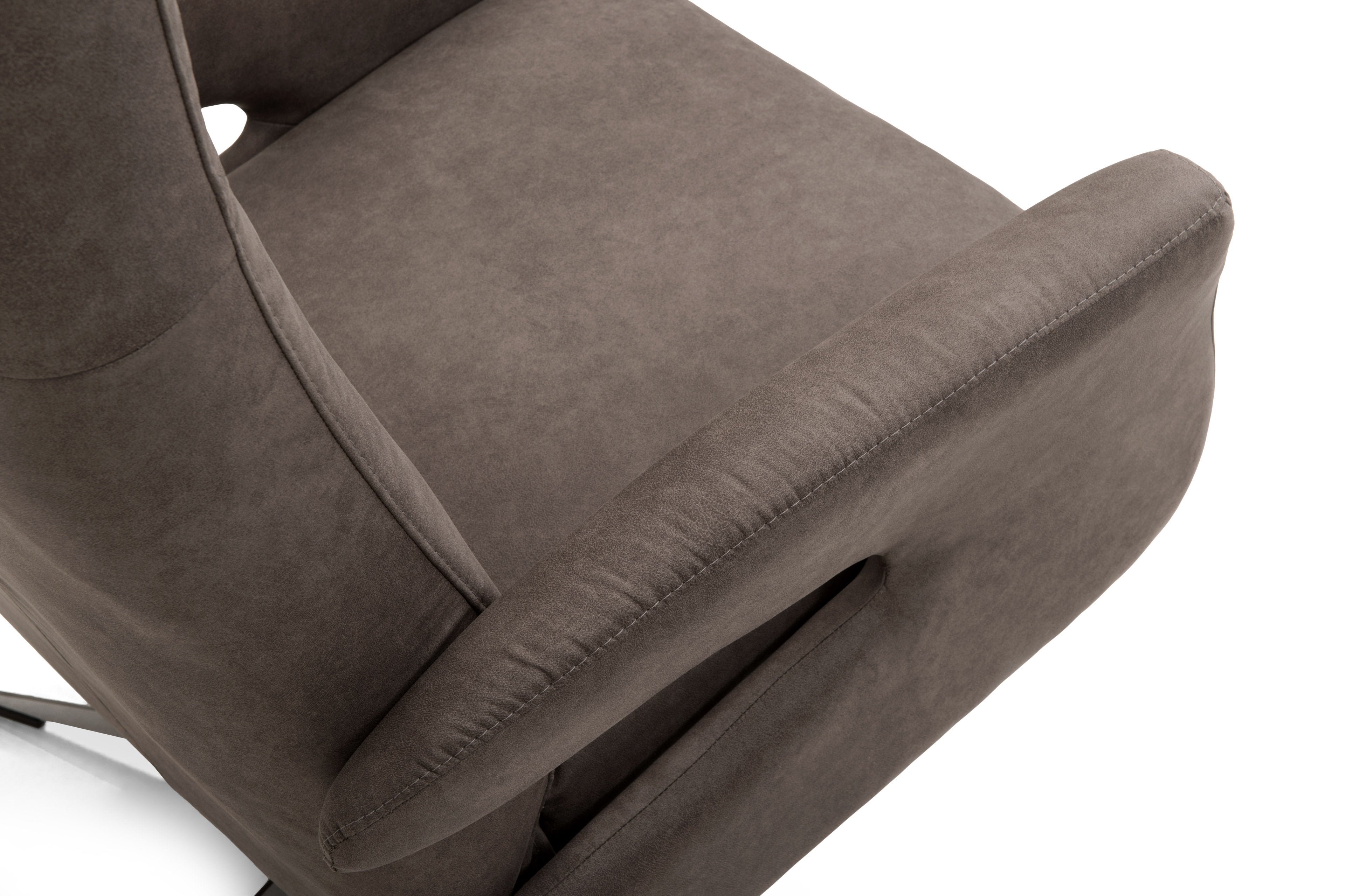 Zitting en verstelmechanisme van relaxfauteuil Belfast in antraciet microstof