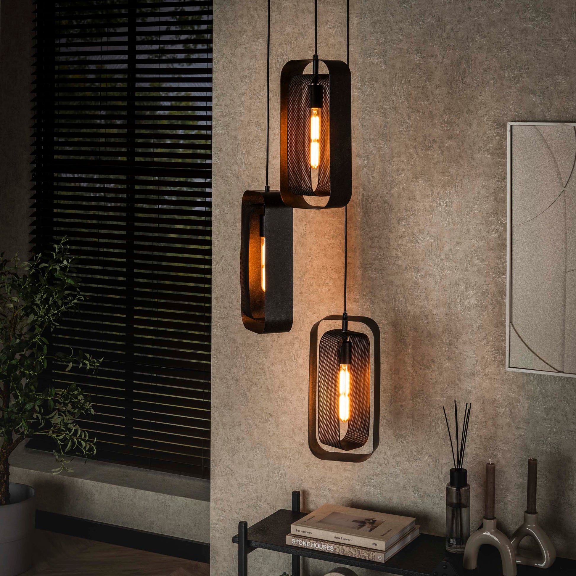 Hanglamp Mesh Rotate getrapt 3-lichts / Artic zwart