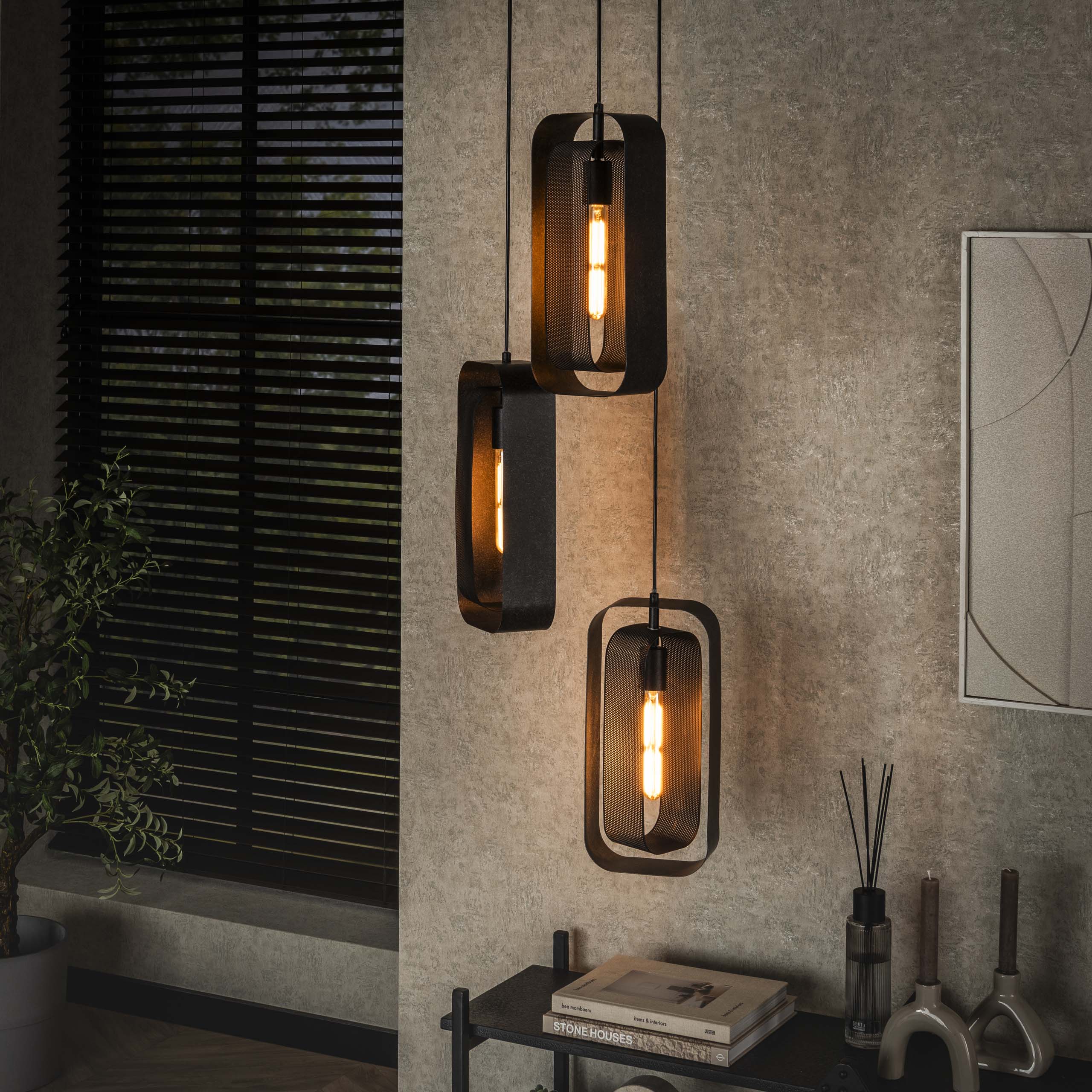 Hanglamp Mesh Rotate getrapt 3-lichts / Artic zwart