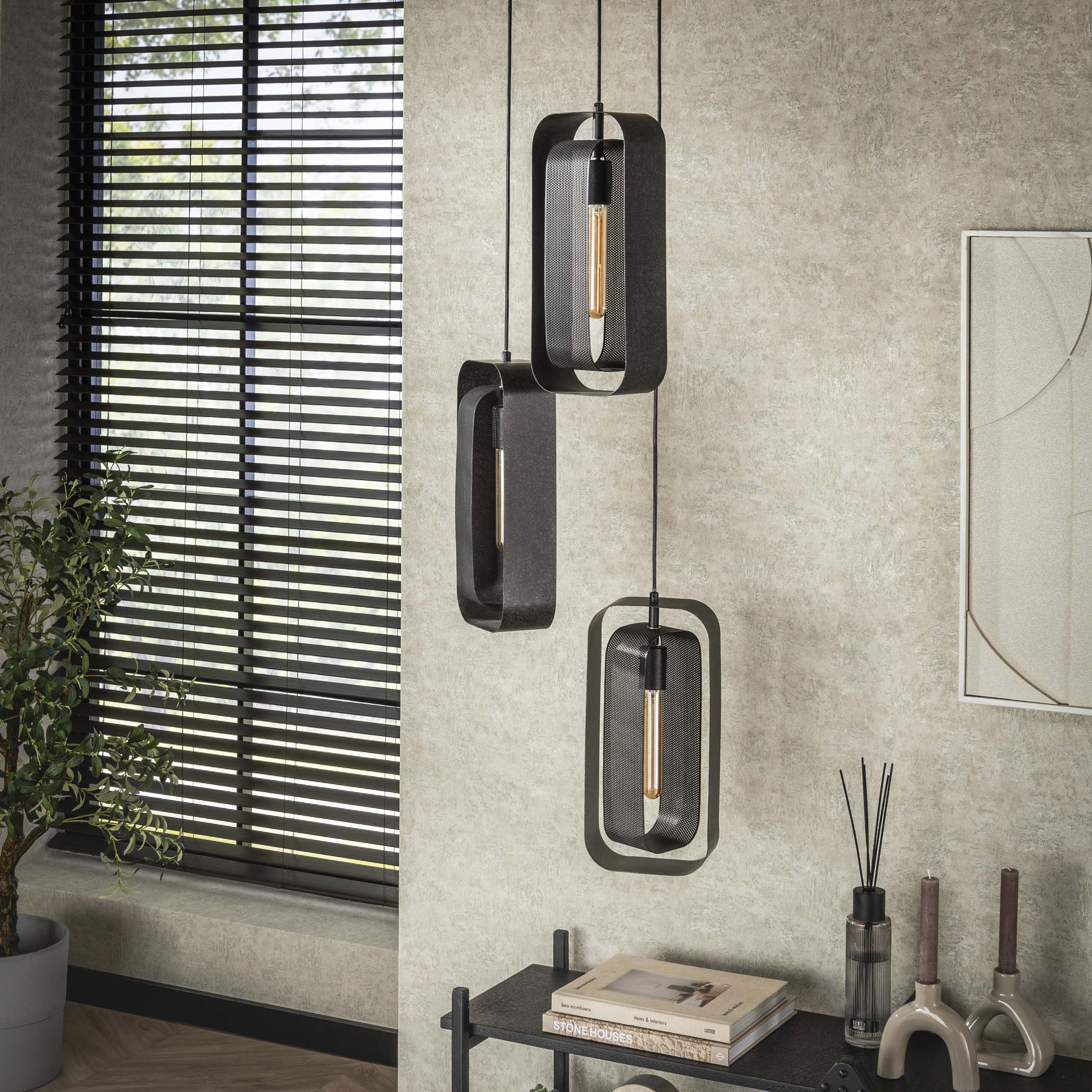 Hanglamp Mesh Rotate Getrapt 3 Lichts Artic Zwart