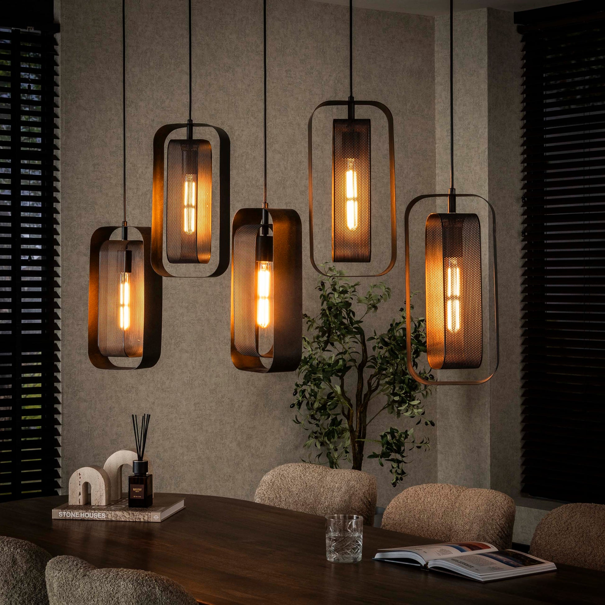 Hanglamp Mesh Rotate 5-lichts / Artic zwart