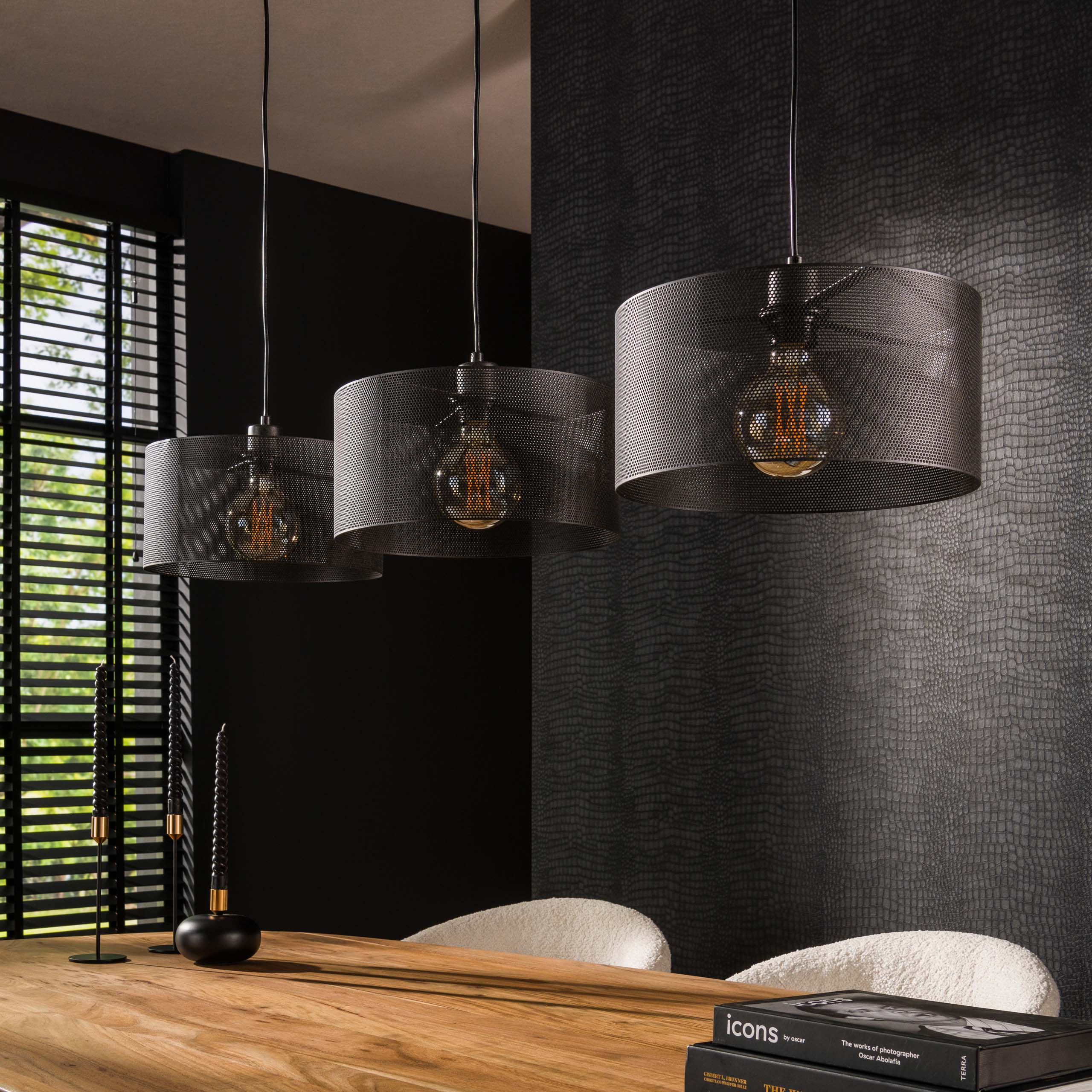 Hanglamp Mesh Round 3 Lichts Artic Zwart