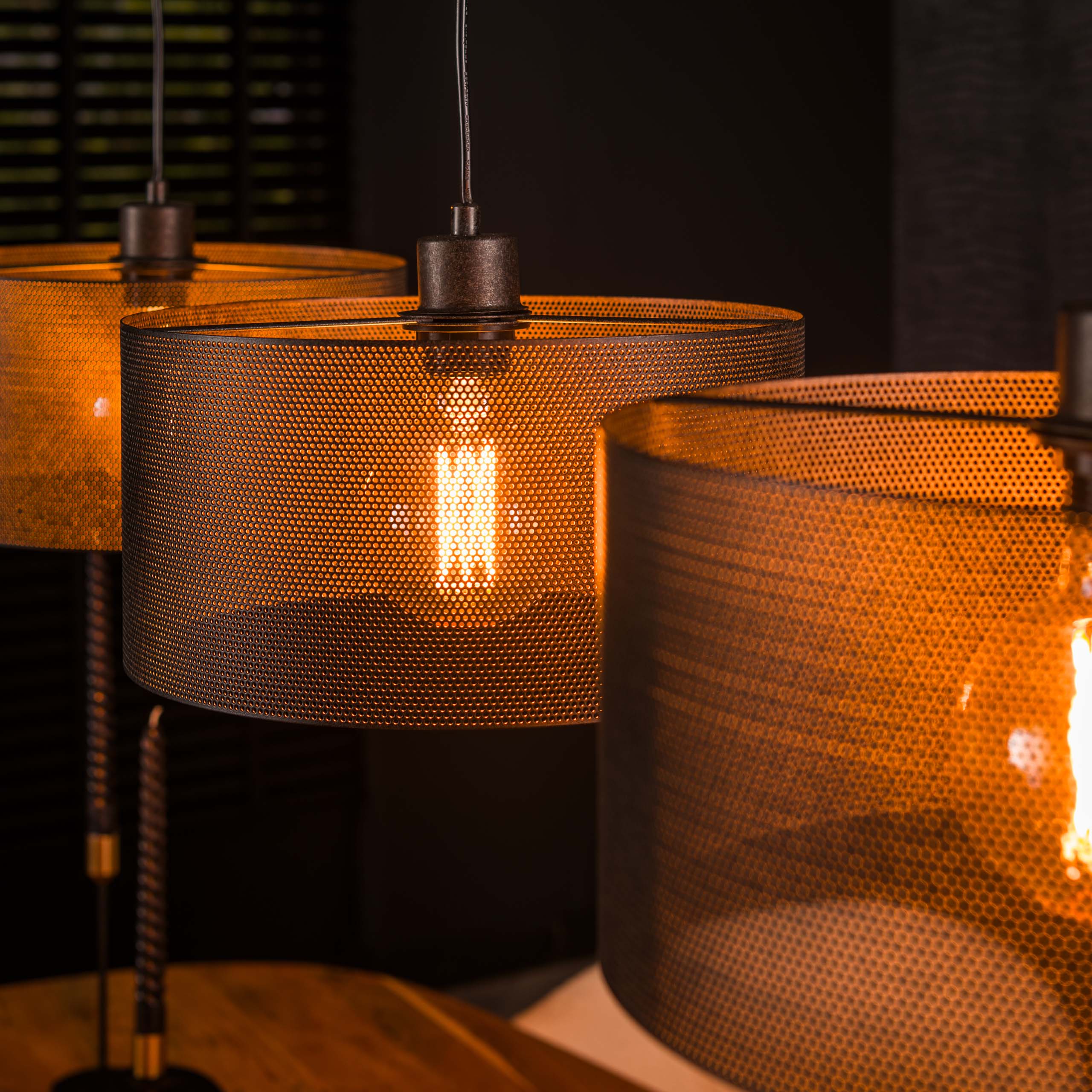 Hanglamp Mesh Round 3 Lichts Artic Zwart