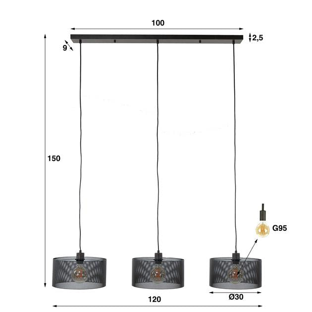 Hanglamp 3L mesh round