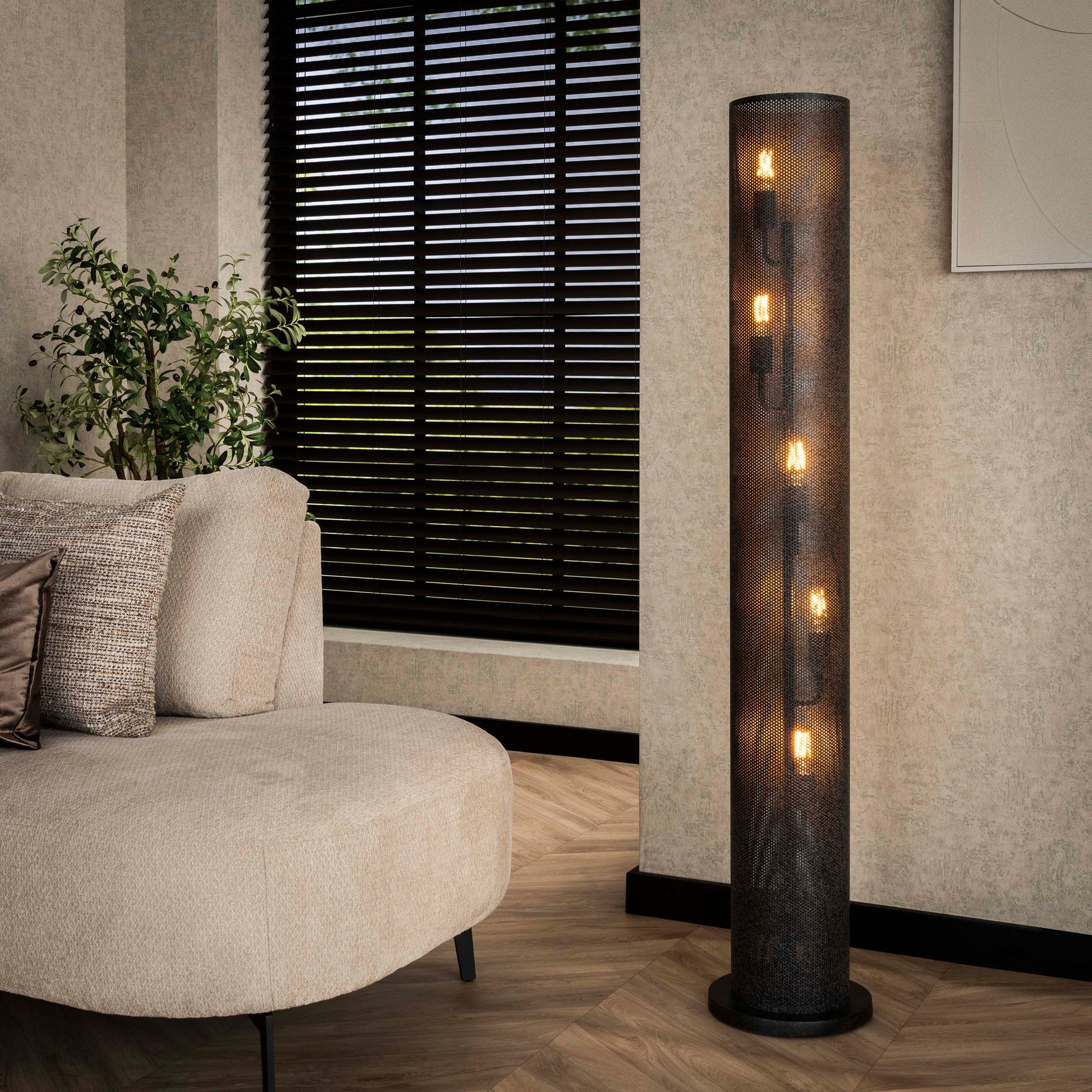 Vloerlamp Tubon Mesh 5-lichts / Artic zwart