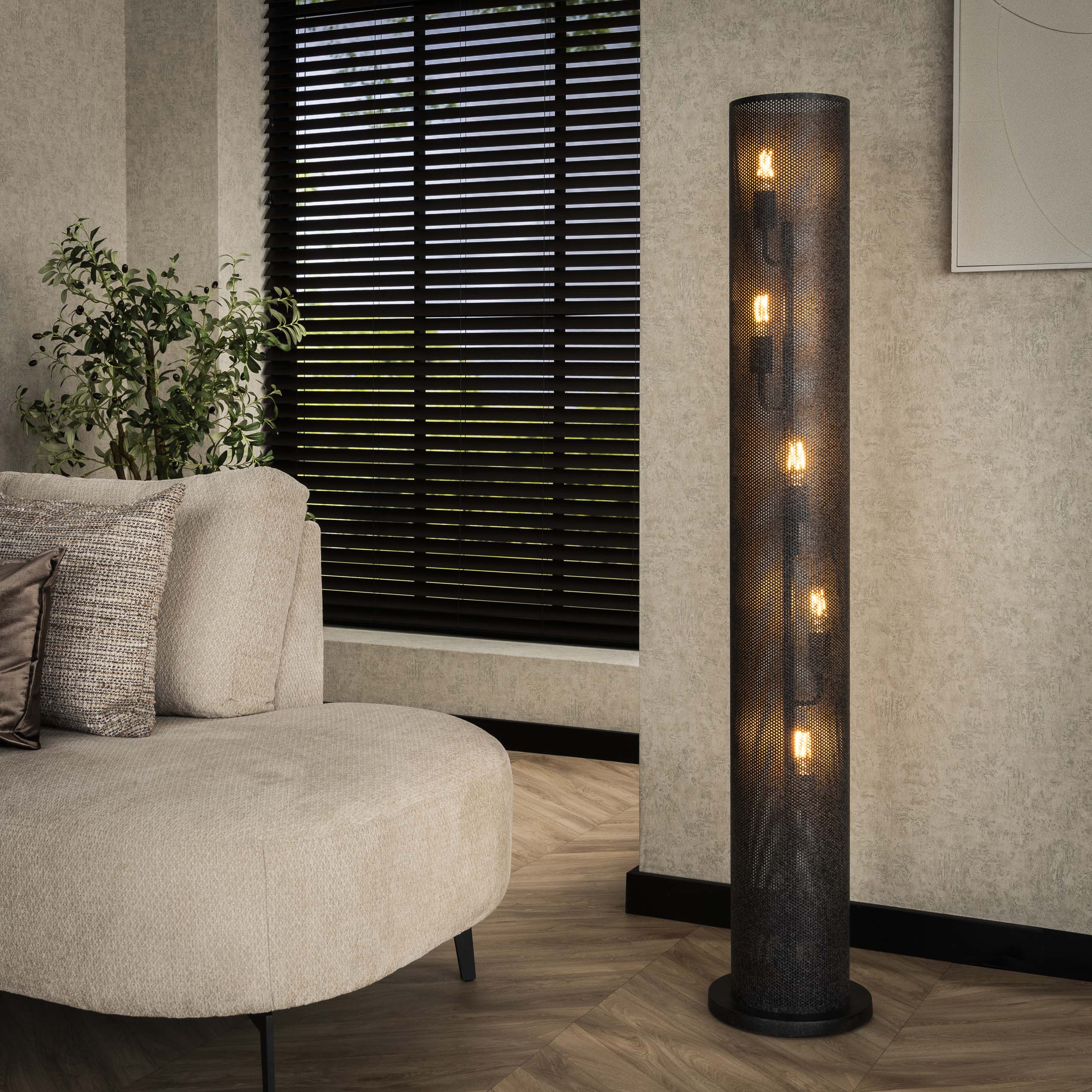 Vloerlamp Tubon Mesh 5-lichts / Artic zwart