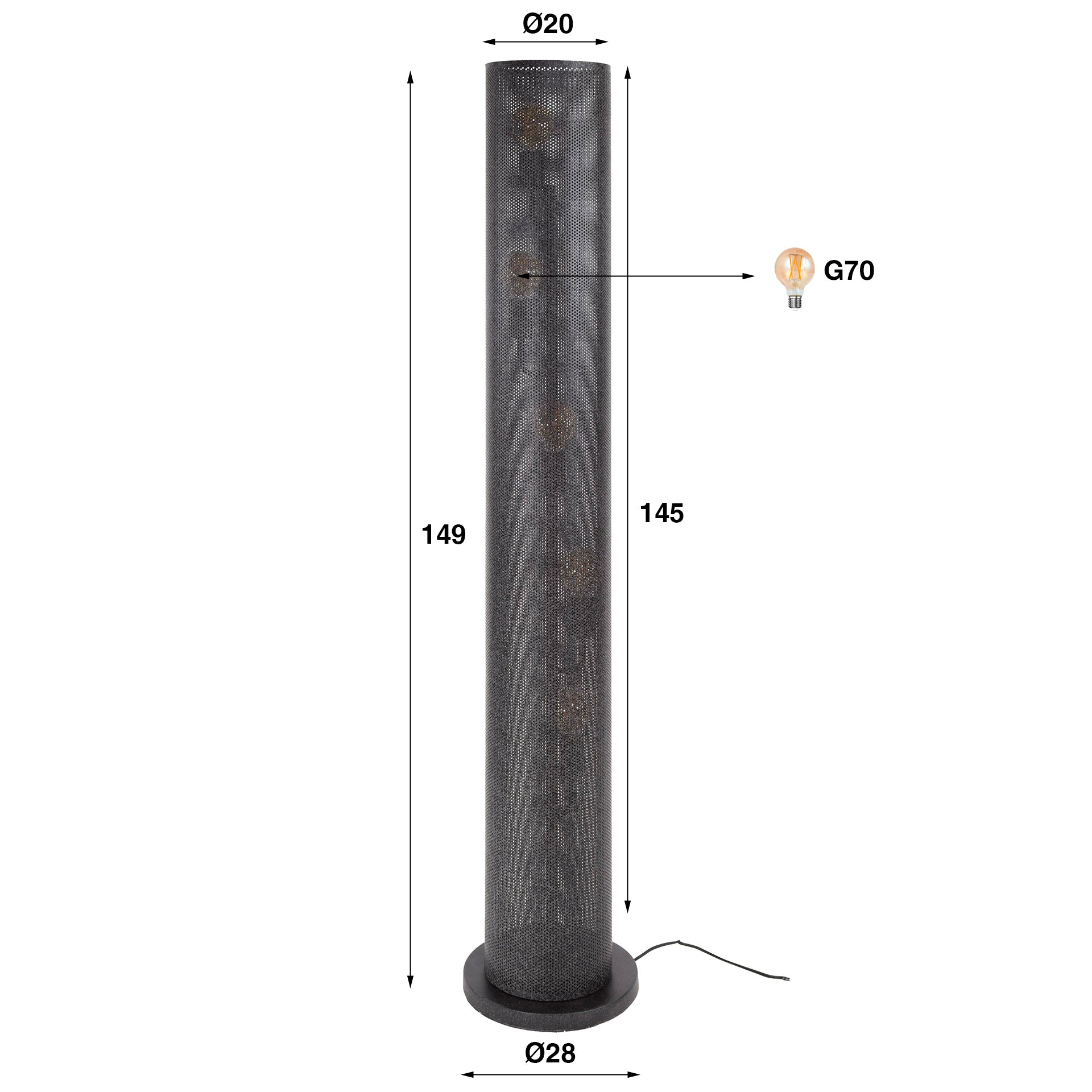 Vloerlamp Tubon Mesh 5 Lichts Artic Zwart