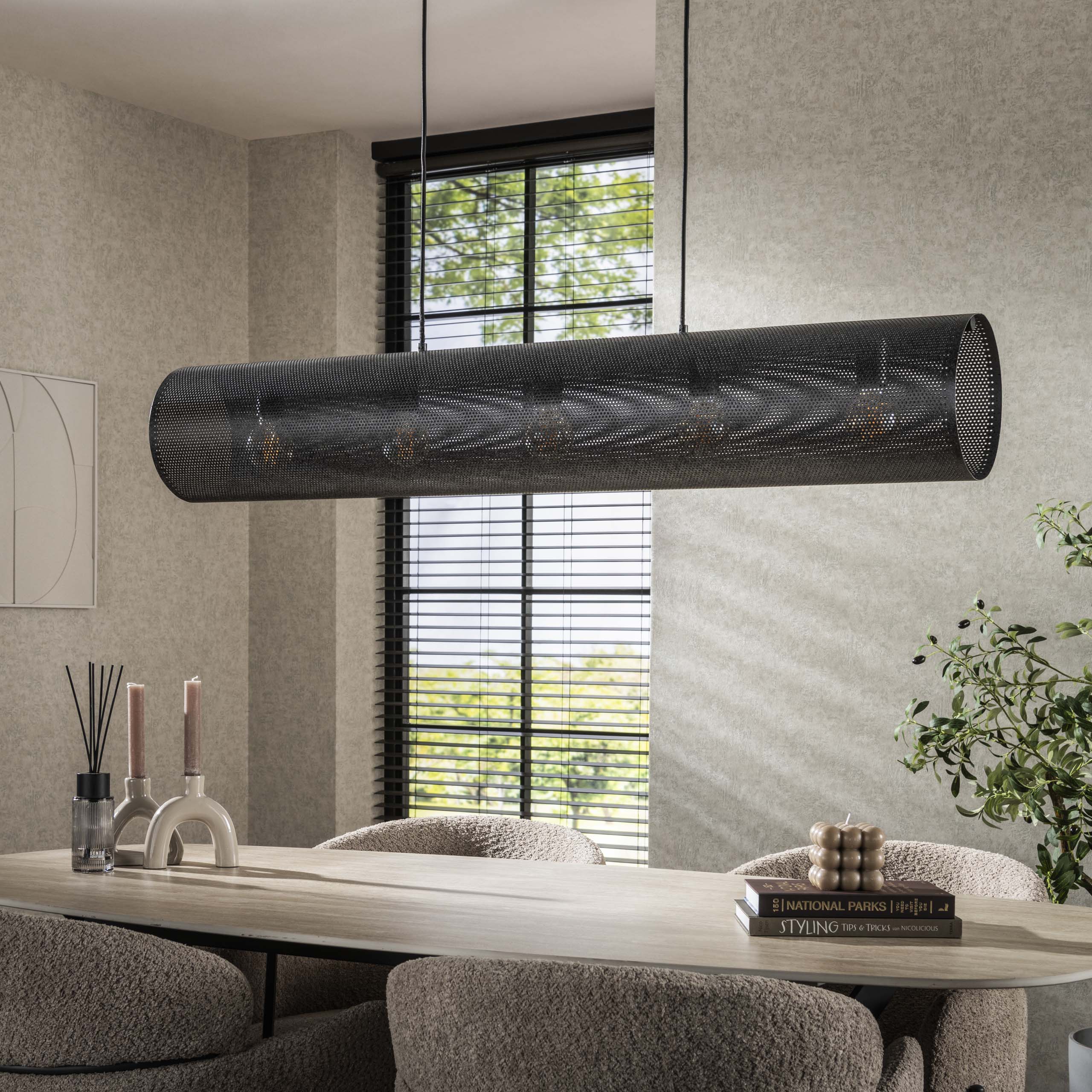 Hanglamp Tubon Mesh 5 Lichts Artic Zwart