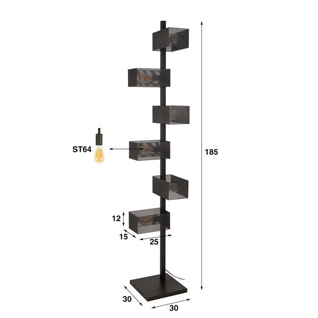 Vloerlamp 6L brick mesh