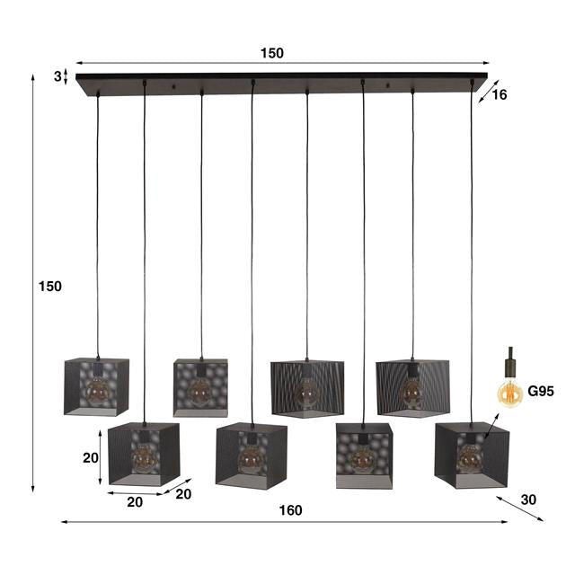 Hanglamp 8L block mesh