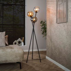 Vloerlamp Multi Globe 3 Lichts Artic Zwart