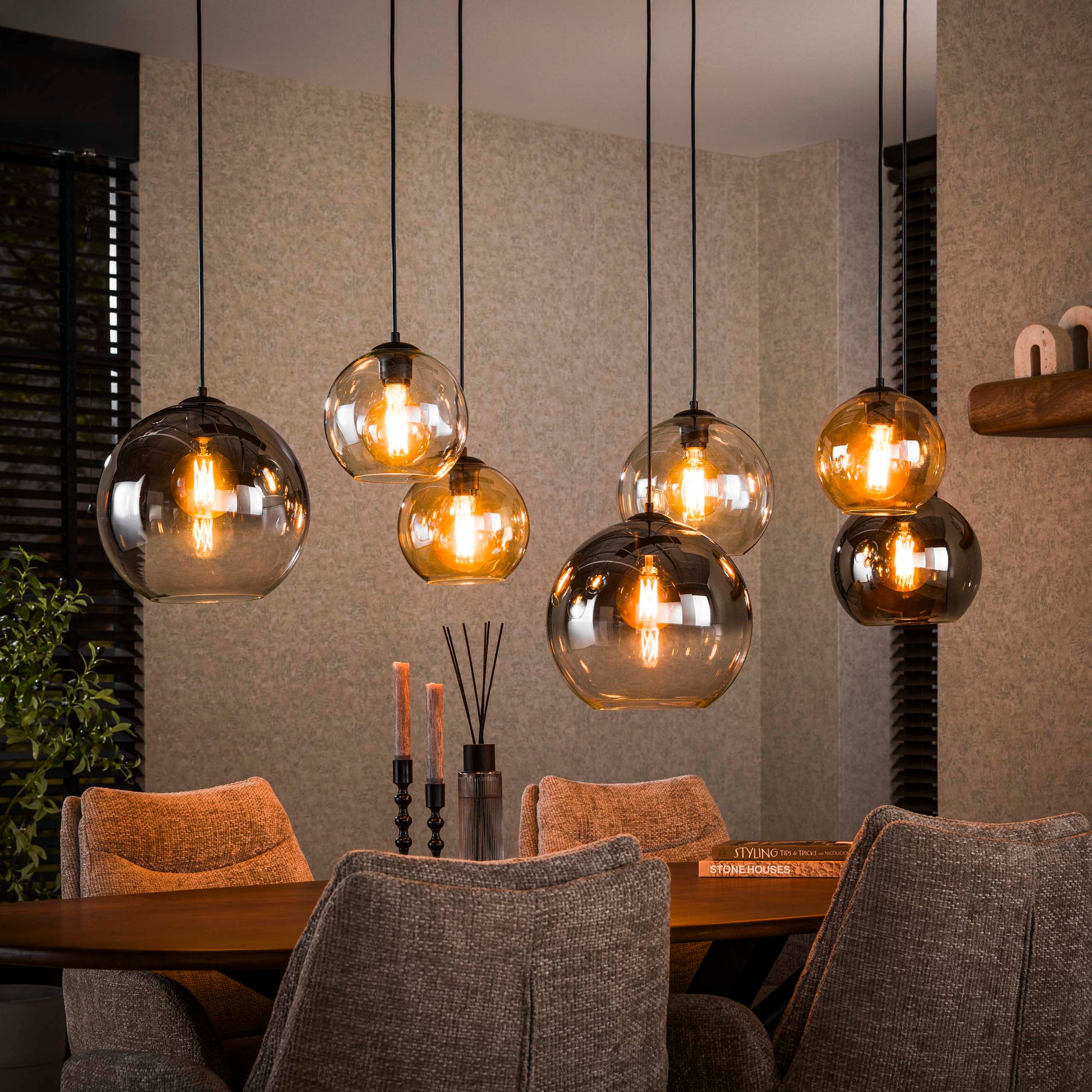 Hanglamp Multi Globe 4+3-lichts / Artic zwart