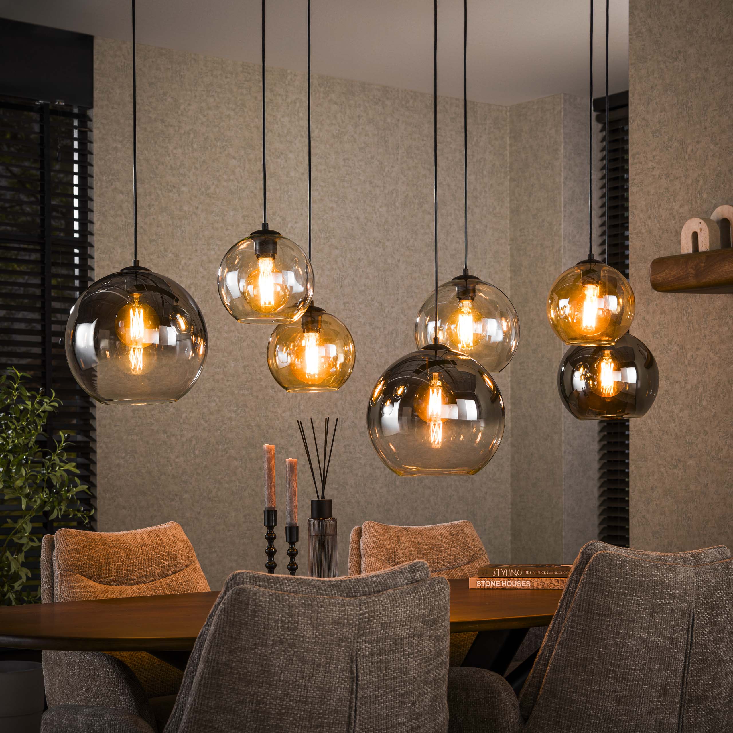 Hanglamp Multi Globe 4+3-lichts / Artic zwart
