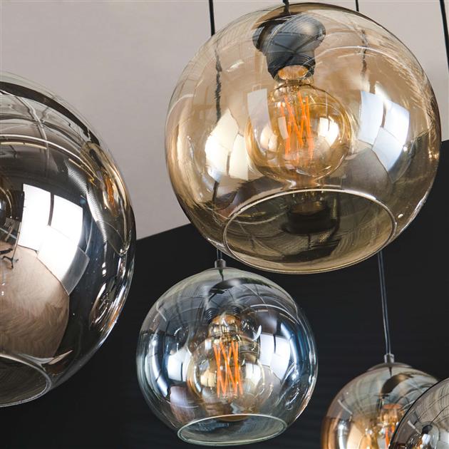 Hanglamp 4+3 multi globe XL